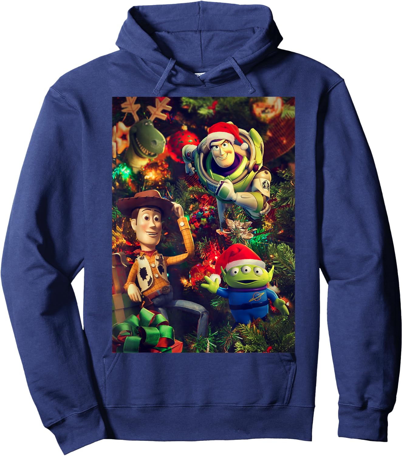 Disney Pixar Toy Story Christmas Tree Ornaments Group Shot Hoodie - Hoodie | Navy