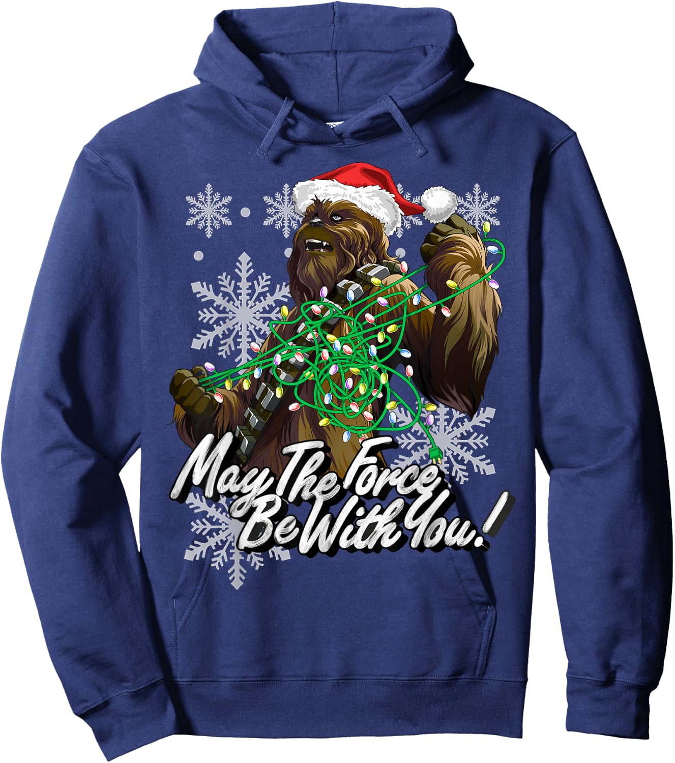 Star Wars Christmas Chewbacca Tangled Lights Hoodie - Hoodie | Navy