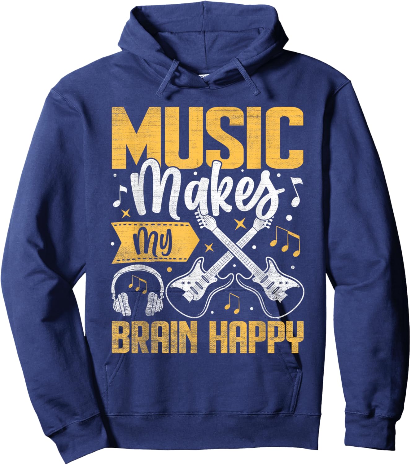 Music Makes My Brain Happy Melody Joy Hoodie - Hoodie | Navy