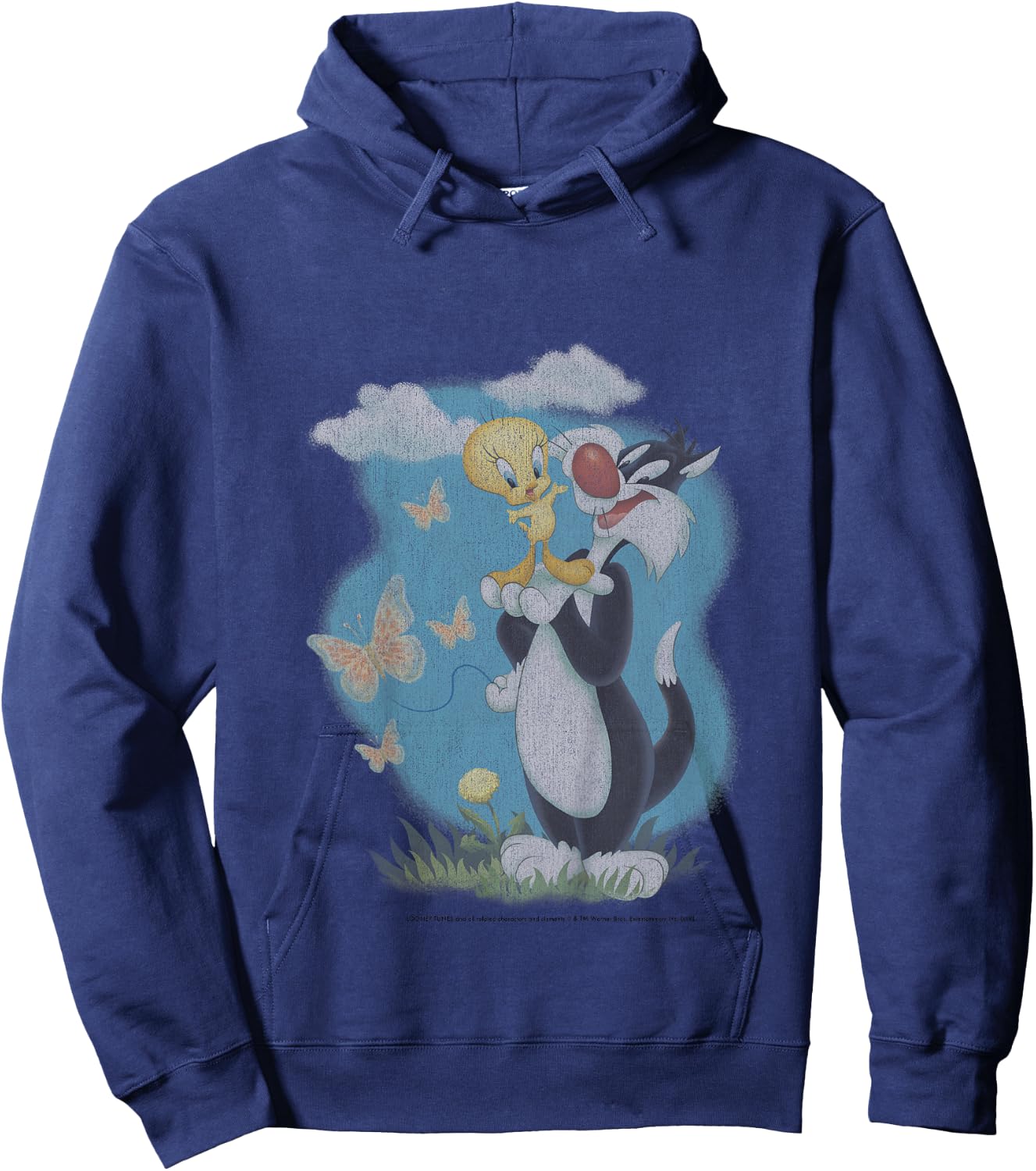 Kids Looney Tunes Sylvester And Tweety Bird Butterfly Portrait Hoodie - Hoodie | Navy