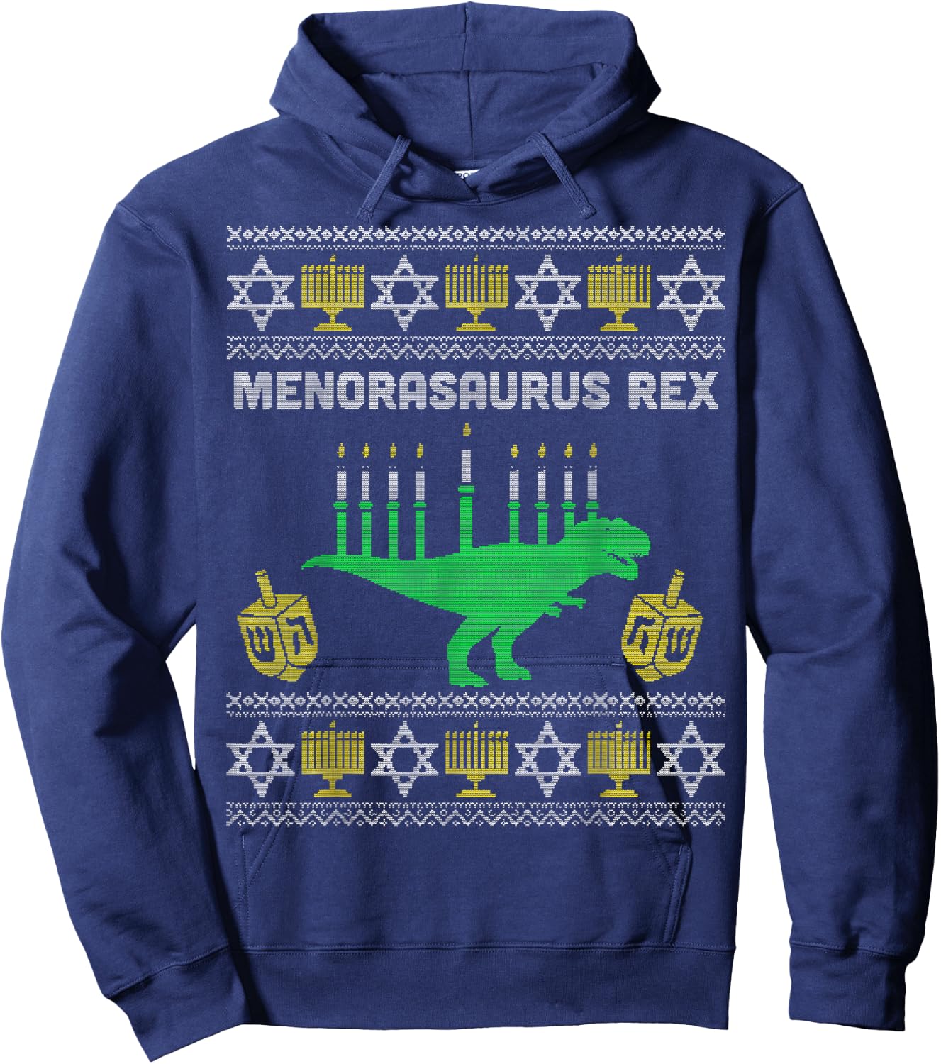 Menorasaurus Rex Shirt Kids Hanukkah, Jewish Chanukah Gift Hoodie - Hoodie | Navy