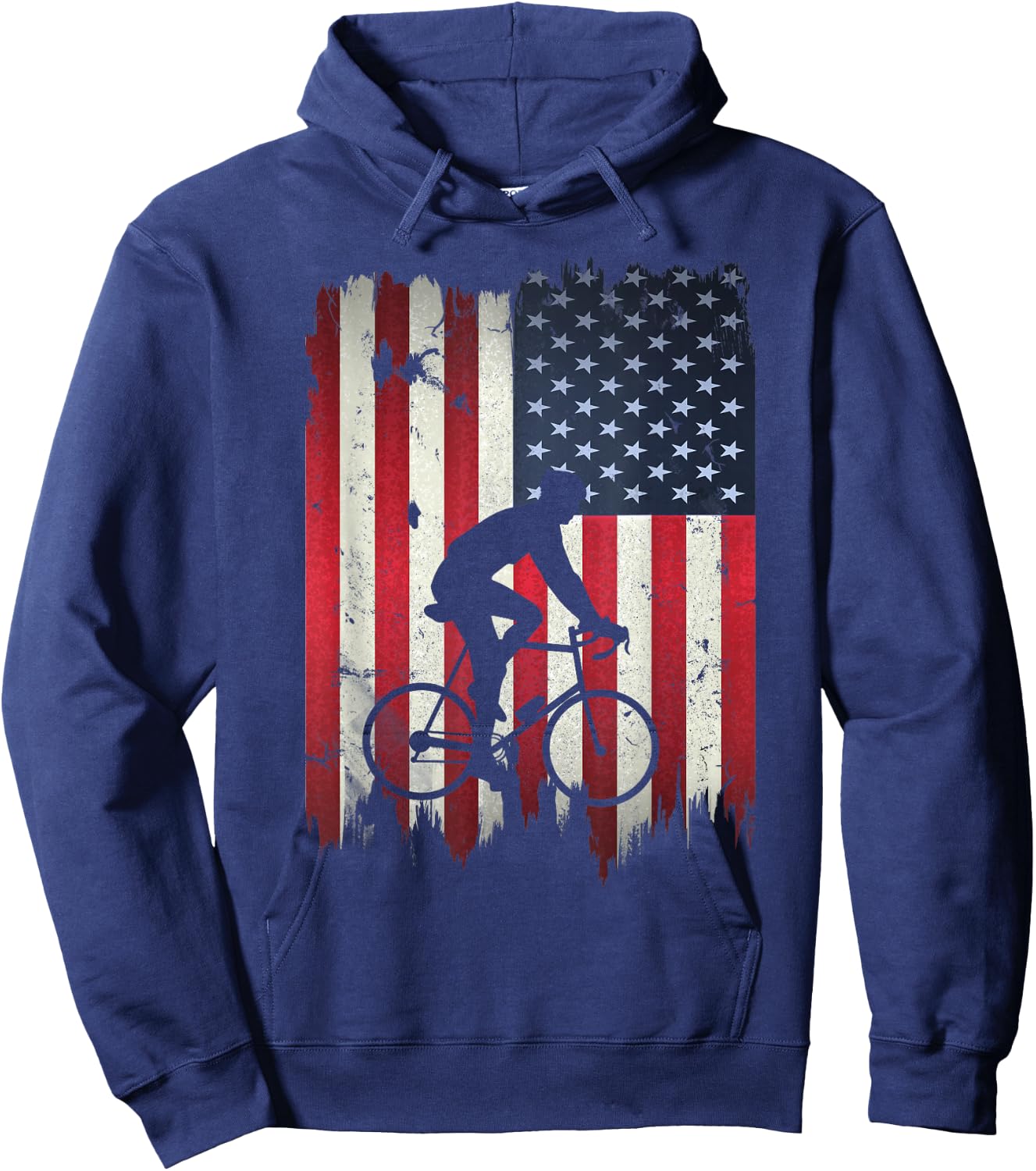 Biking USA American Flag 4th of July Bike Gift Bicycle Hoodie - Hoodie | Navy
