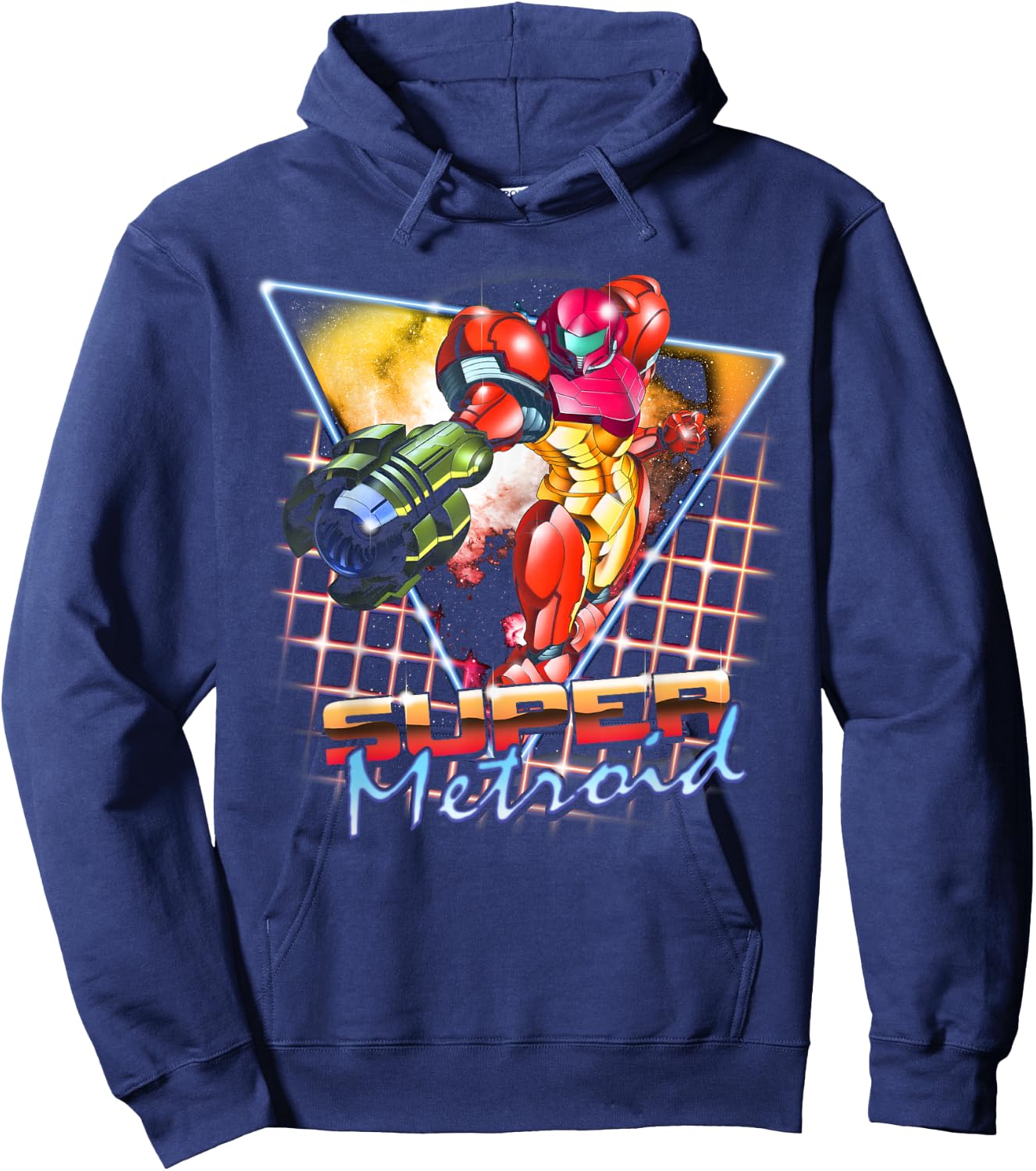 Nintendo Super Metroid Samus Grid Neon Chrome Poster Hoodie - Hoodie | Navy