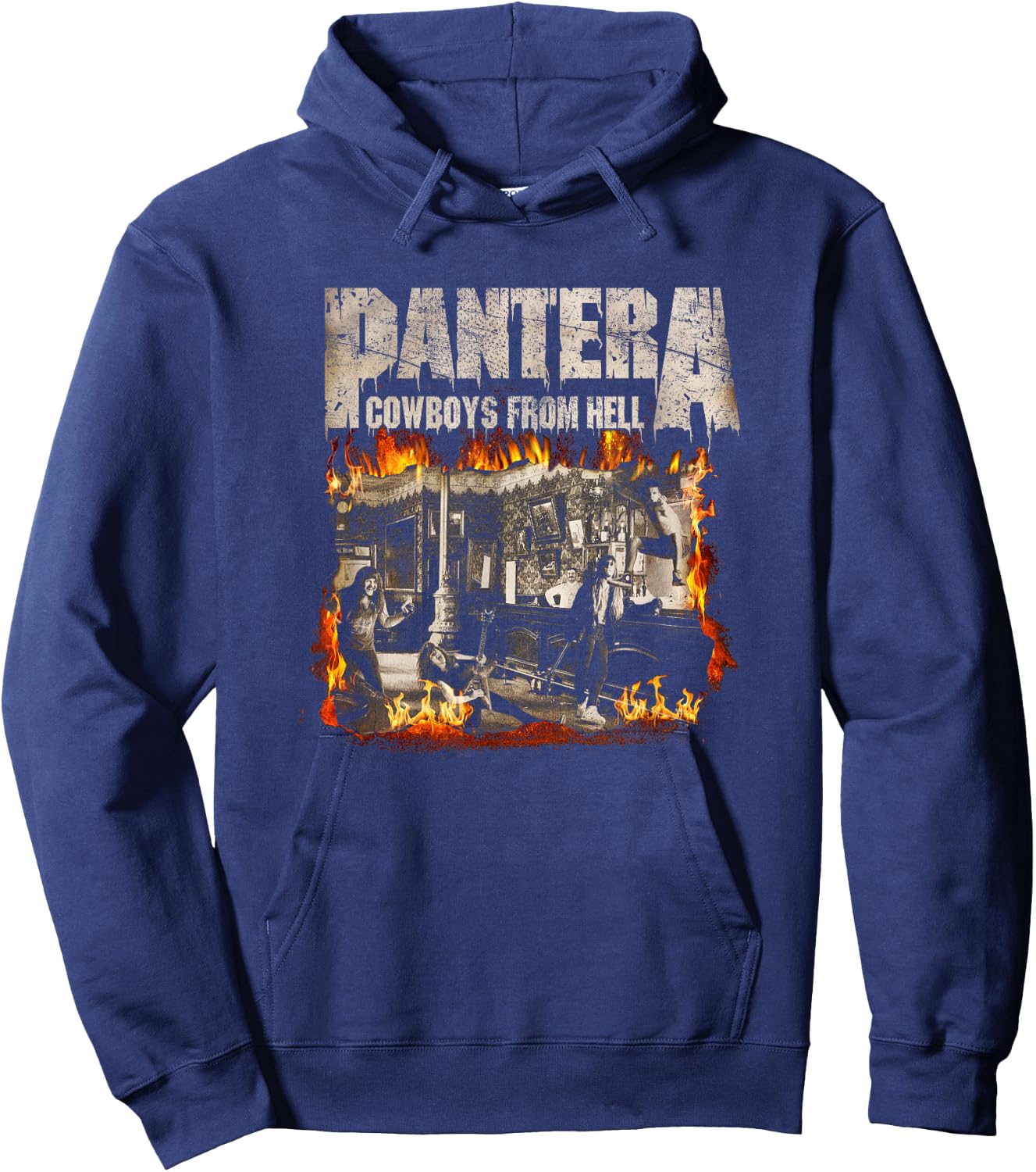 Pantera Official Cowboys From Hell Cover Fire Hoodie - Hoodie | Navy