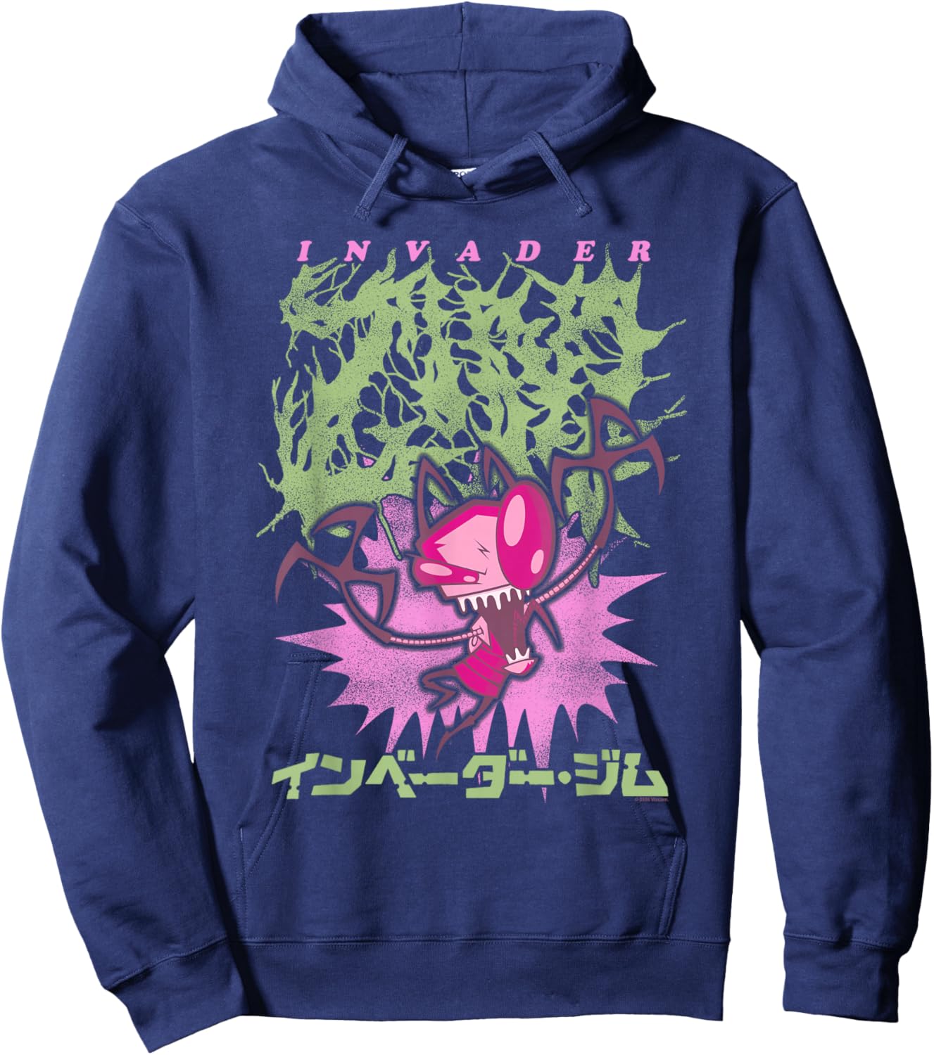 Invader Zim Heavy Metal Kanji Portrait Vintage Cartoon Hoodie - Hoodie | Navy