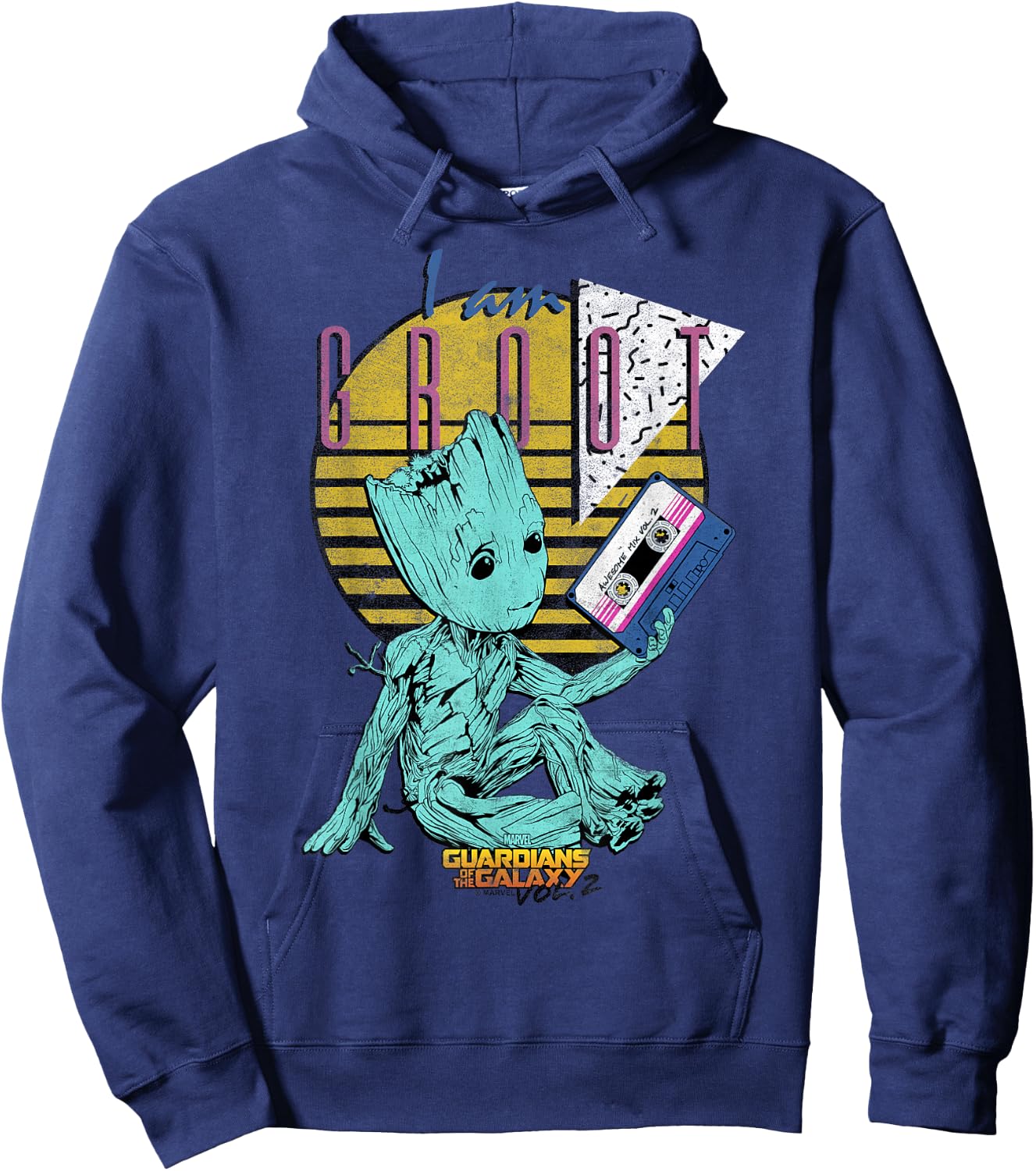 Marvel GOTG Vol. 2 Groot I Am Groot Cassette 90's Portrait Hoodie - Hoodie | Navy