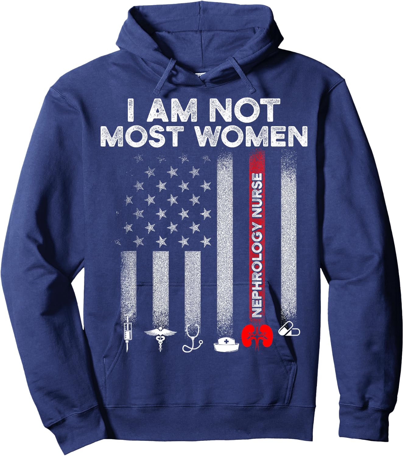 Nephrology Nurse Women USA Flag Dialysis Nursing RN Hoodie - Hoodie | Navy