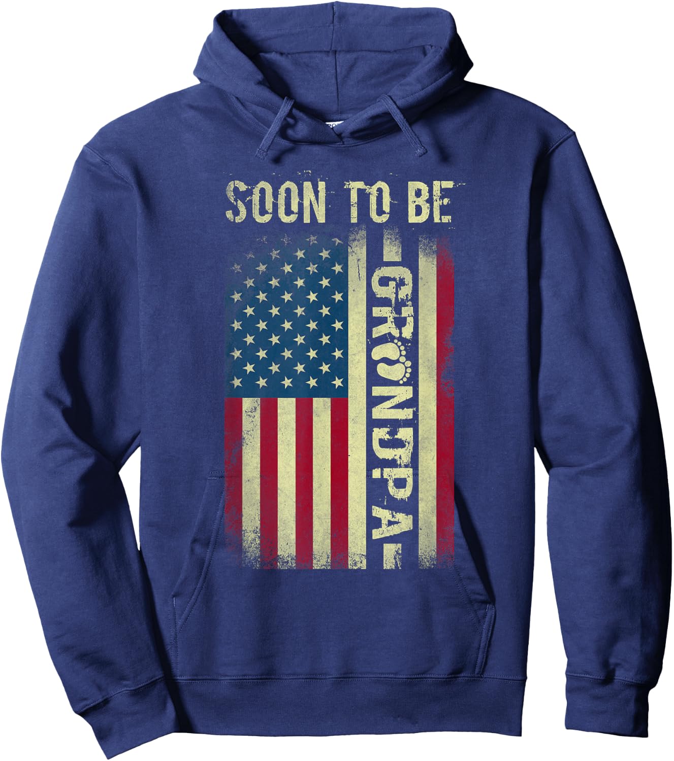 Soon To Be Grandpa American Flag Grandfather Reveal US Flag Hoodie - Hoodie | Navy