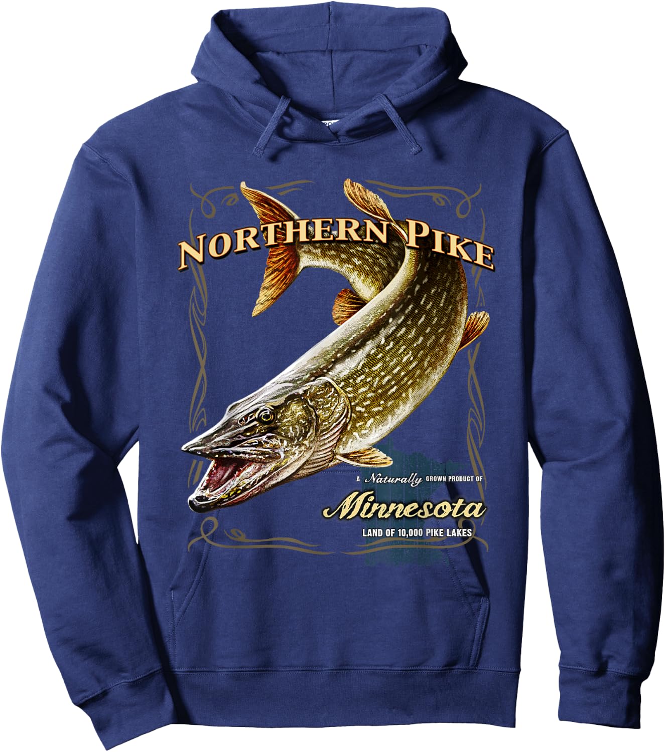 Northern Pike, a Naturally Grown Minnesota Product Hoodie - Hoodie | Navy
