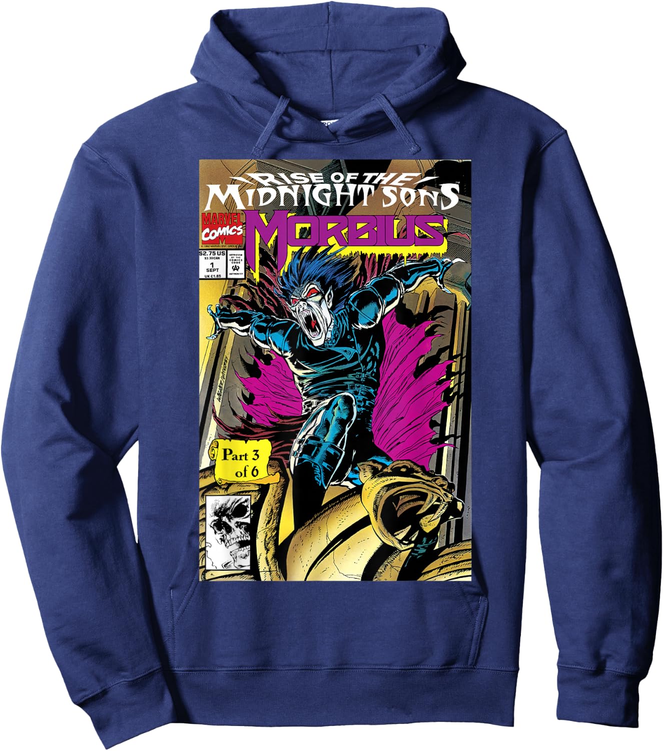 Marvel Rise Of The Midnight Sons Morbius Comic Cover Hoodie - Hoodie | Navy