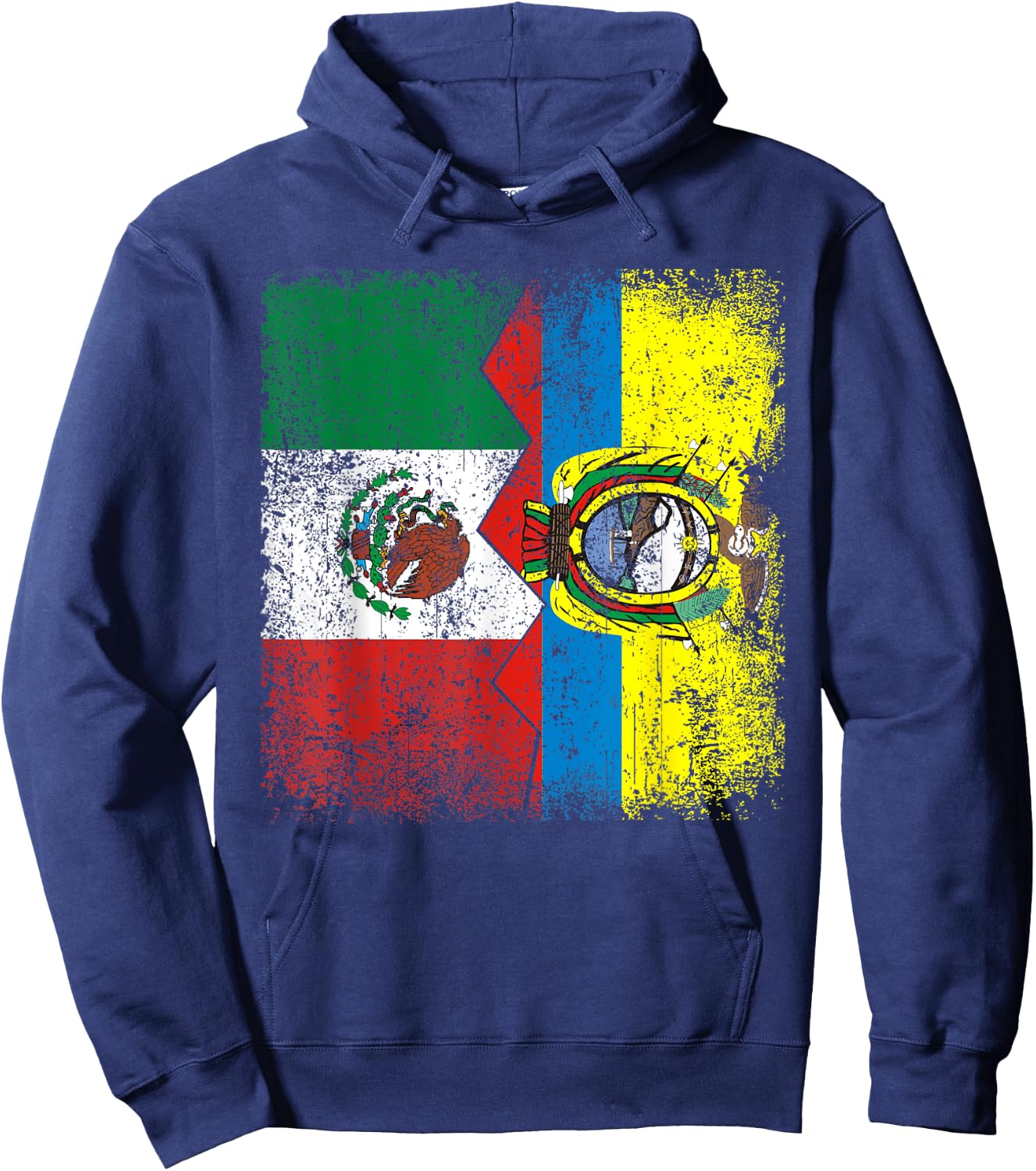Ecuadorian Roots | Half Mexican Flags | Mexico Ecuador Hoodie - Hoodie | Navy