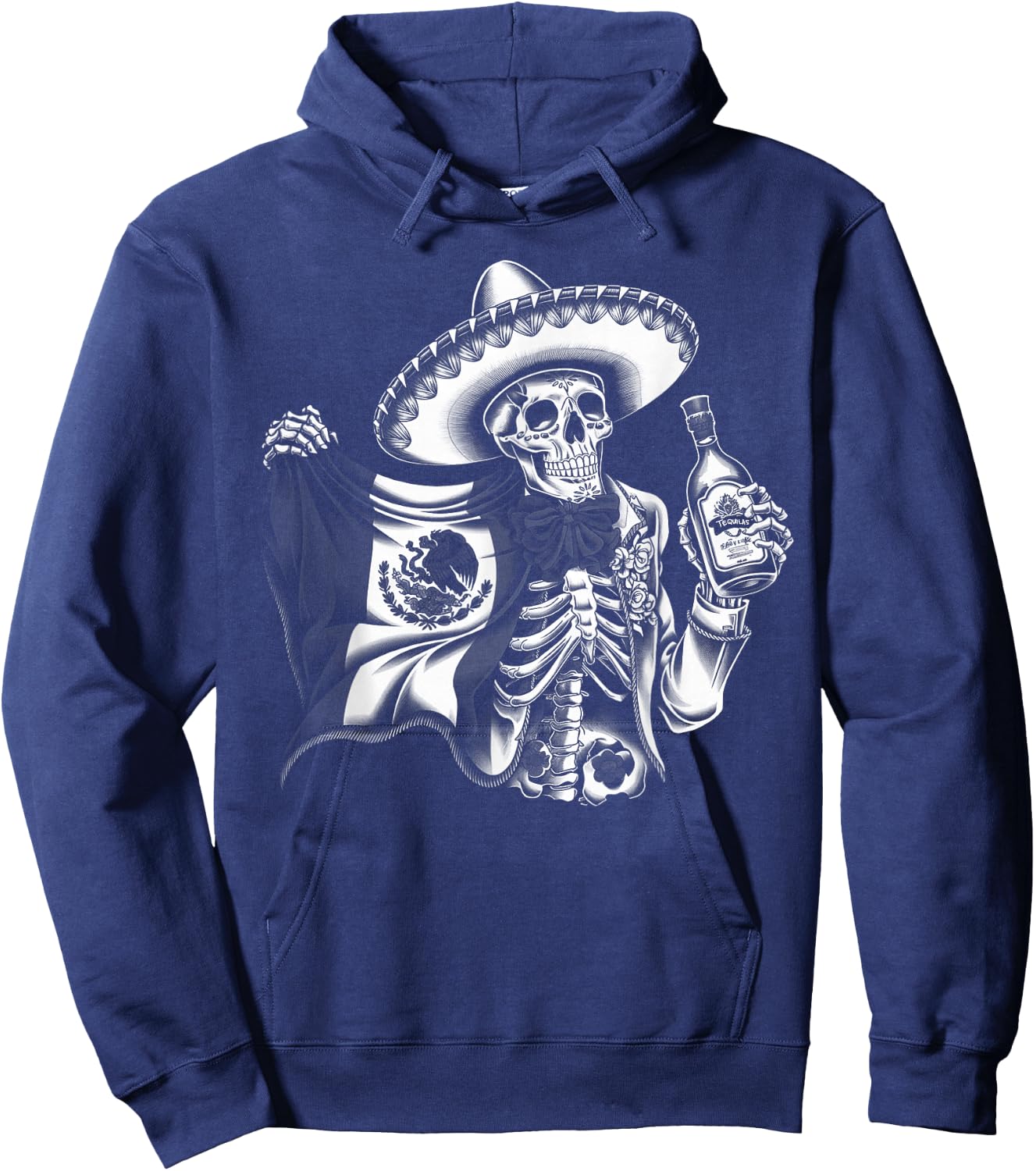 Mexico Vintage Skeleton Tequila Dia De Los Muertos Mexican Hoodie - Hoodie | Navy