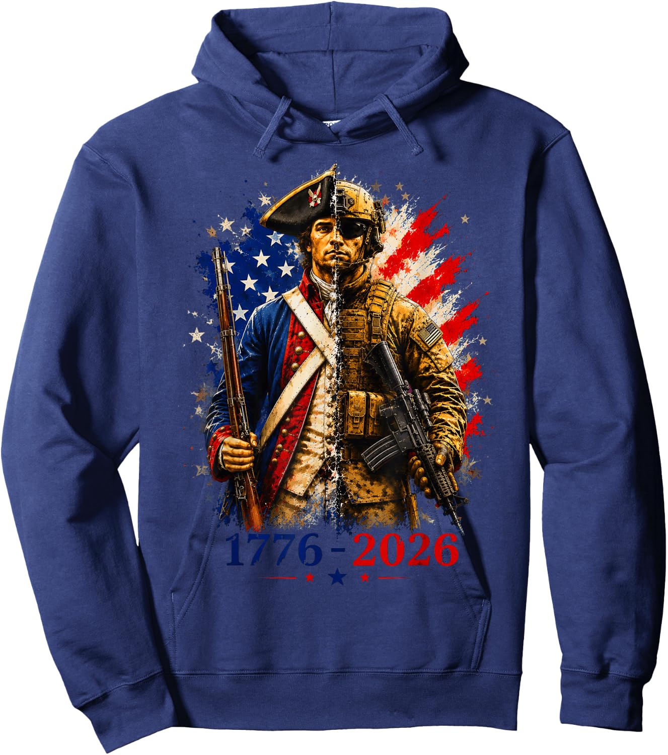 1776-2026 Patriotic Soldier 250th Anniversary America Hoodie - Hoodie | Navy