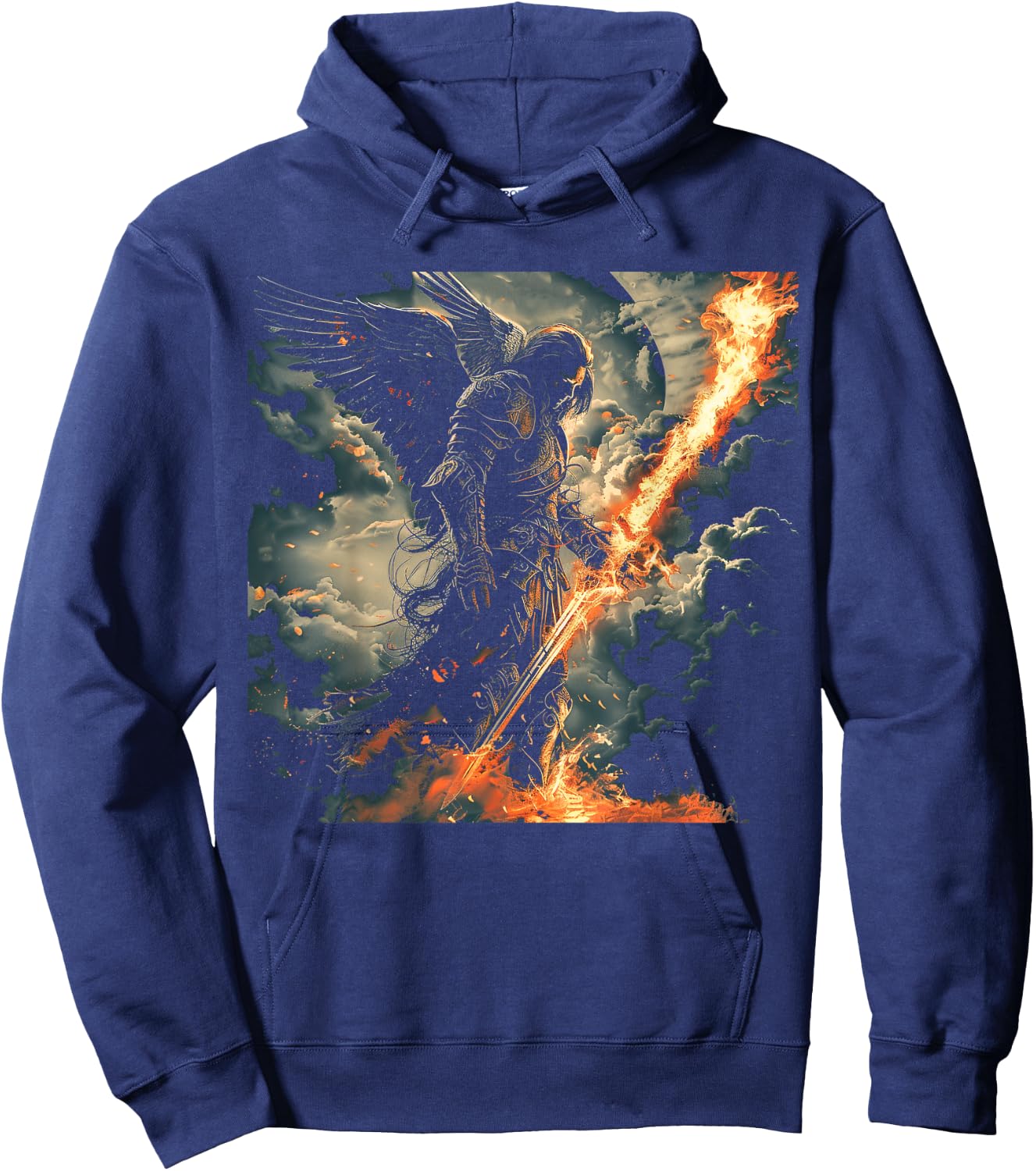 Archangel Michael Flaming Sword Epic Biblical Battle Art Hoodie - Hoodie | Navy