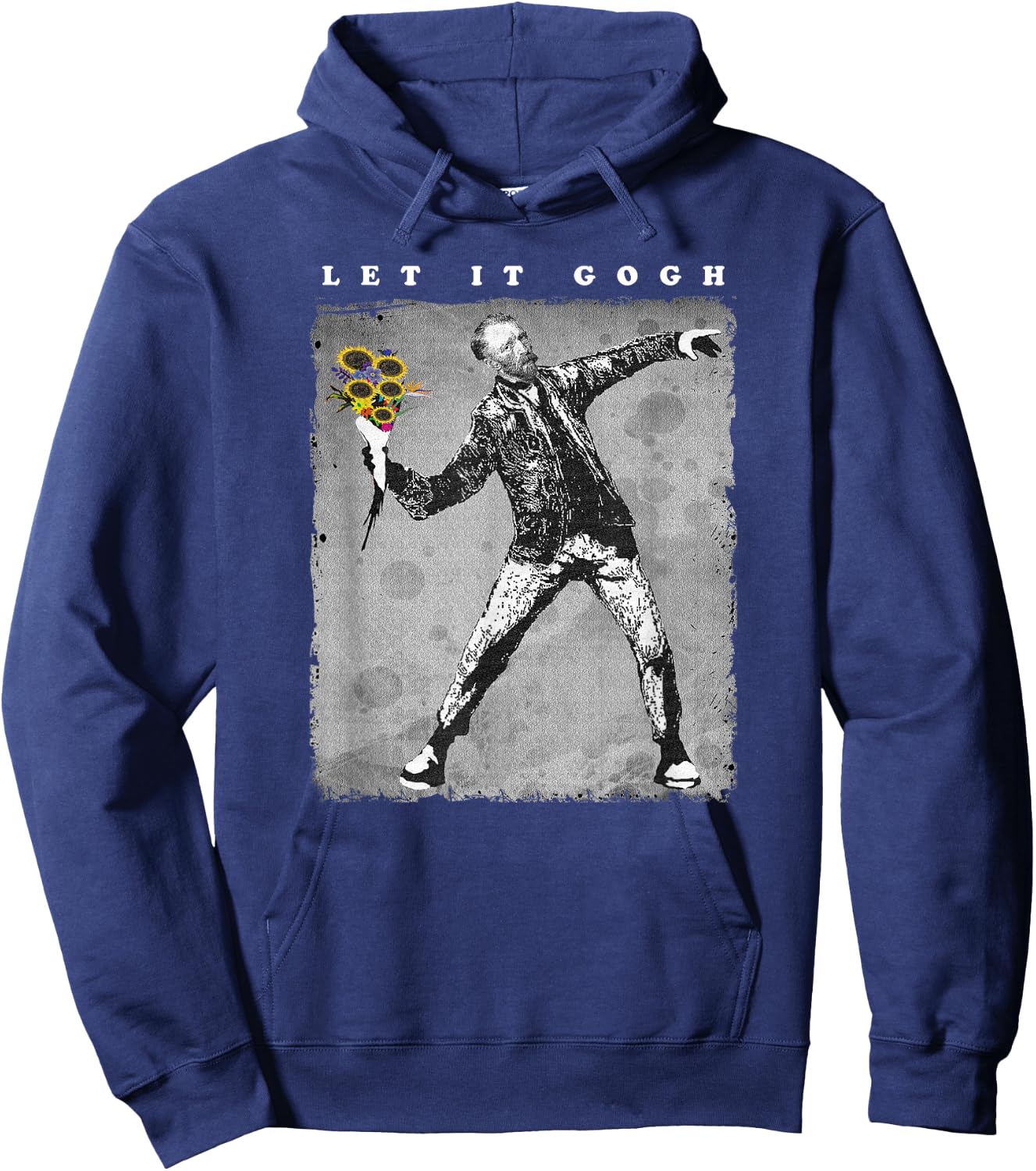 Let it Gogh T Shirt - Van Gogh Distressed Gift Hoodie - Hoodie | Navy