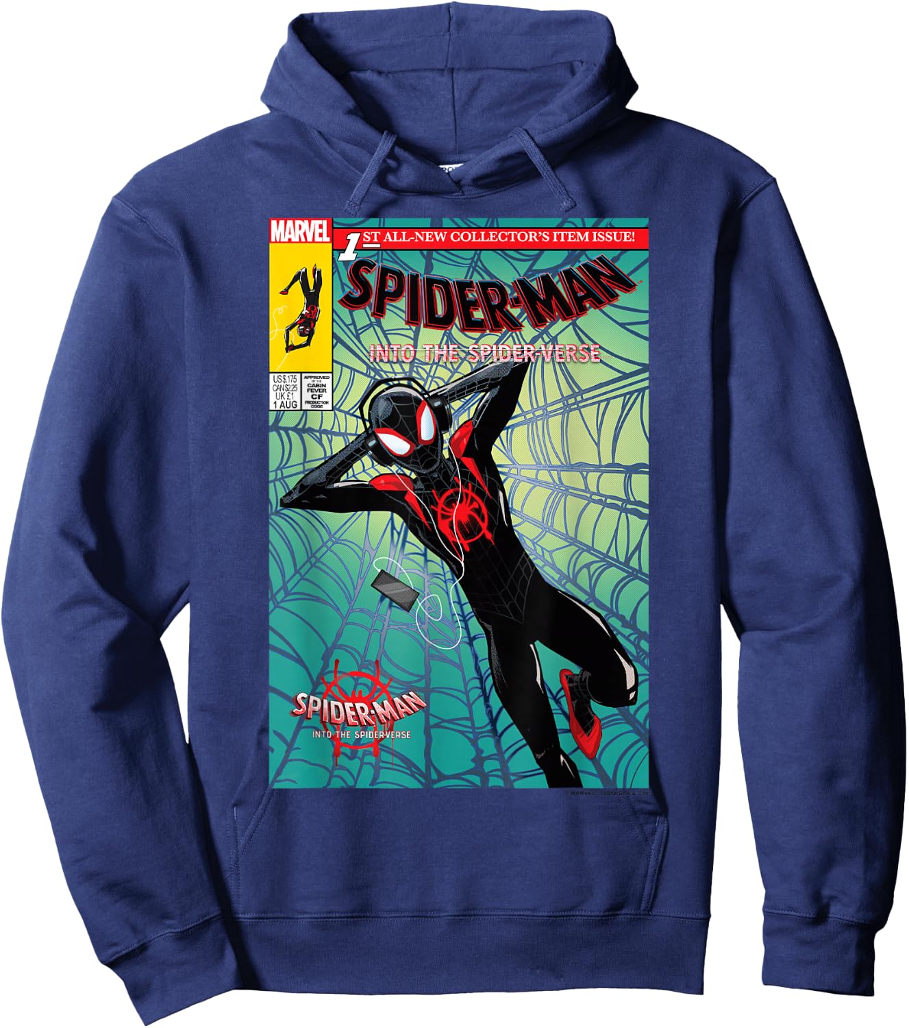 Marvel Spider-Man Classic Fit Collectors - Black, 100% Cotton Hoodie - Hoodie | Navy