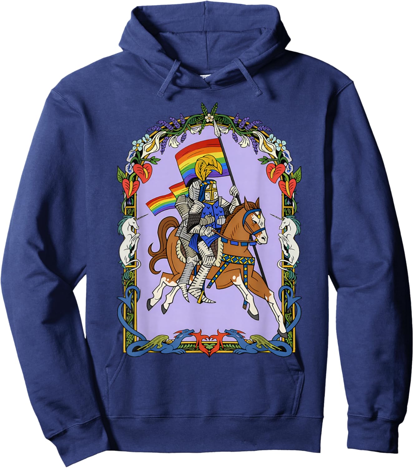 Knight LGBT Gay Lesbian Bisexual Transgender Pride Rainbow Hoodie - Hoodie | Navy