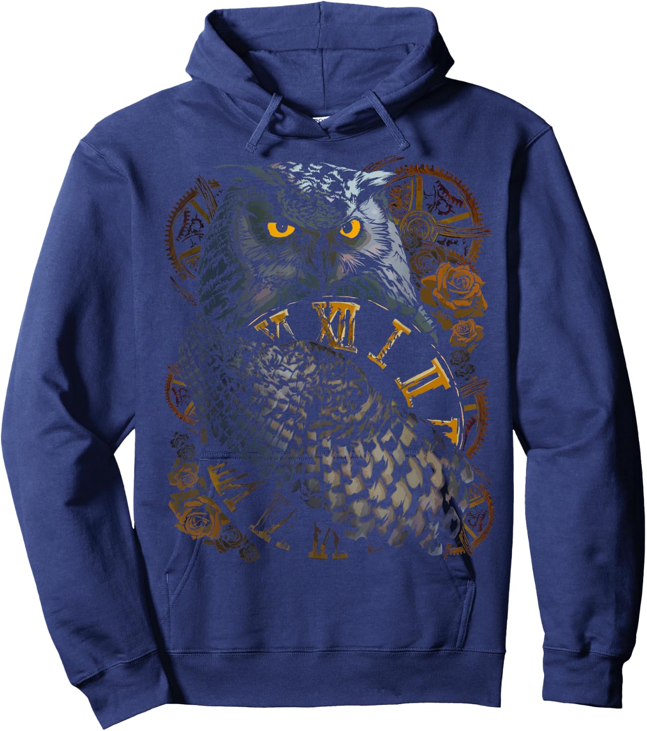Owl Wildlife Nature Spirit Animal with Steampunk Design Hoodie - Hoodie | Navy