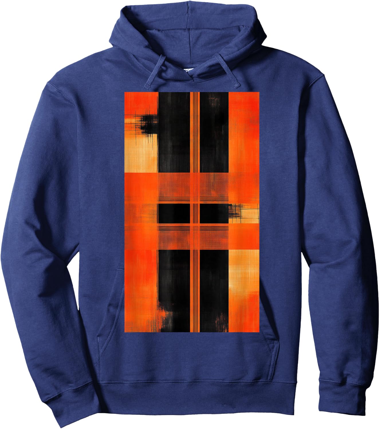Orange Abstract art Geometric pattern Modern Hoodie - Hoodie | Navy