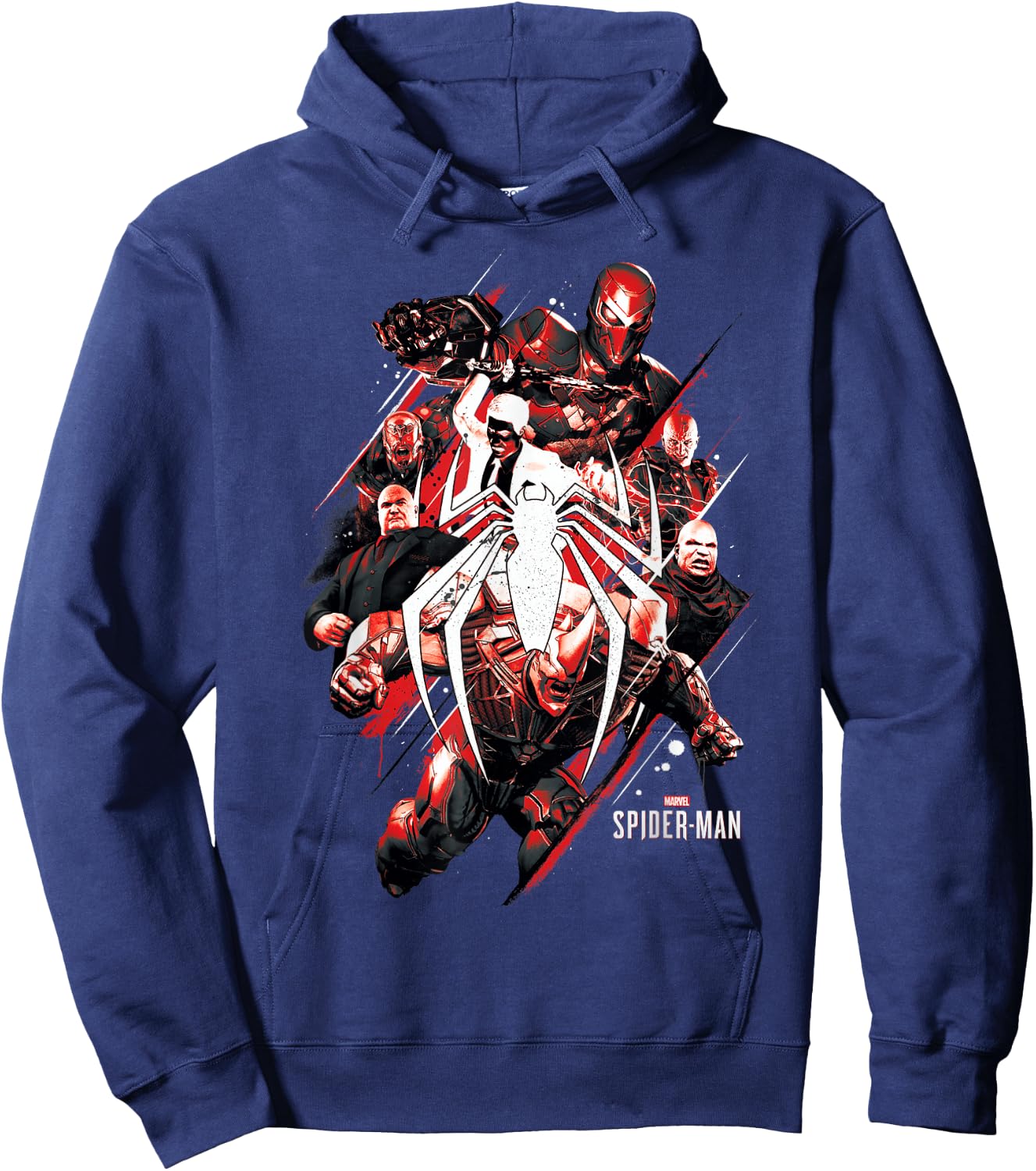 Marvel Spider-Man Game Villains Around Logo Graphic Hoodie - Hoodie | Navy