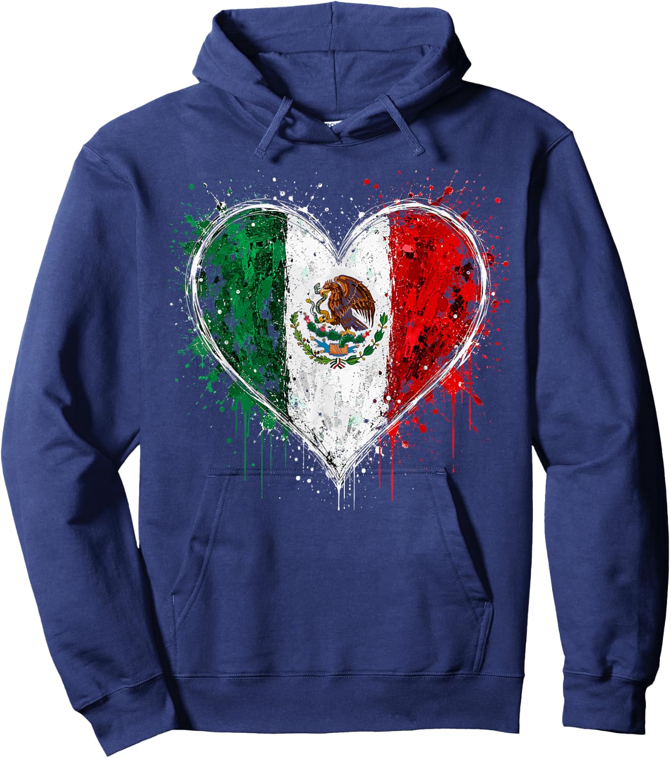 Mexico Flag Heart Hoodie - Hoodie | Navy