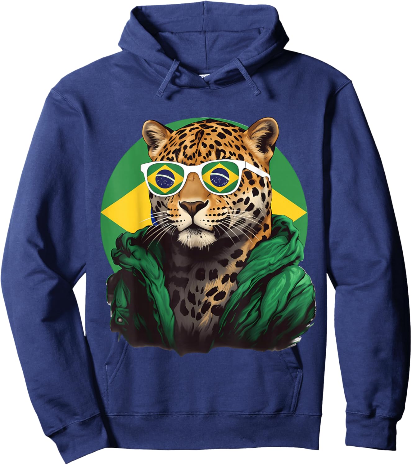 Brazil Flag Leopard Brazilian Roots Brasilian Pride Brasil Hoodie - Hoodie | Navy