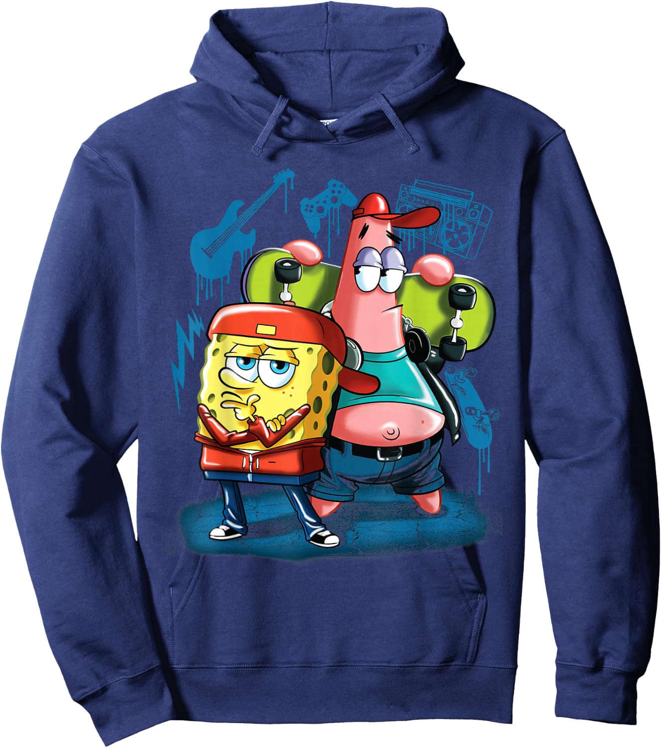 Punk Rock Spongebob With Patrick Star Hoodie - Hoodie | Navy