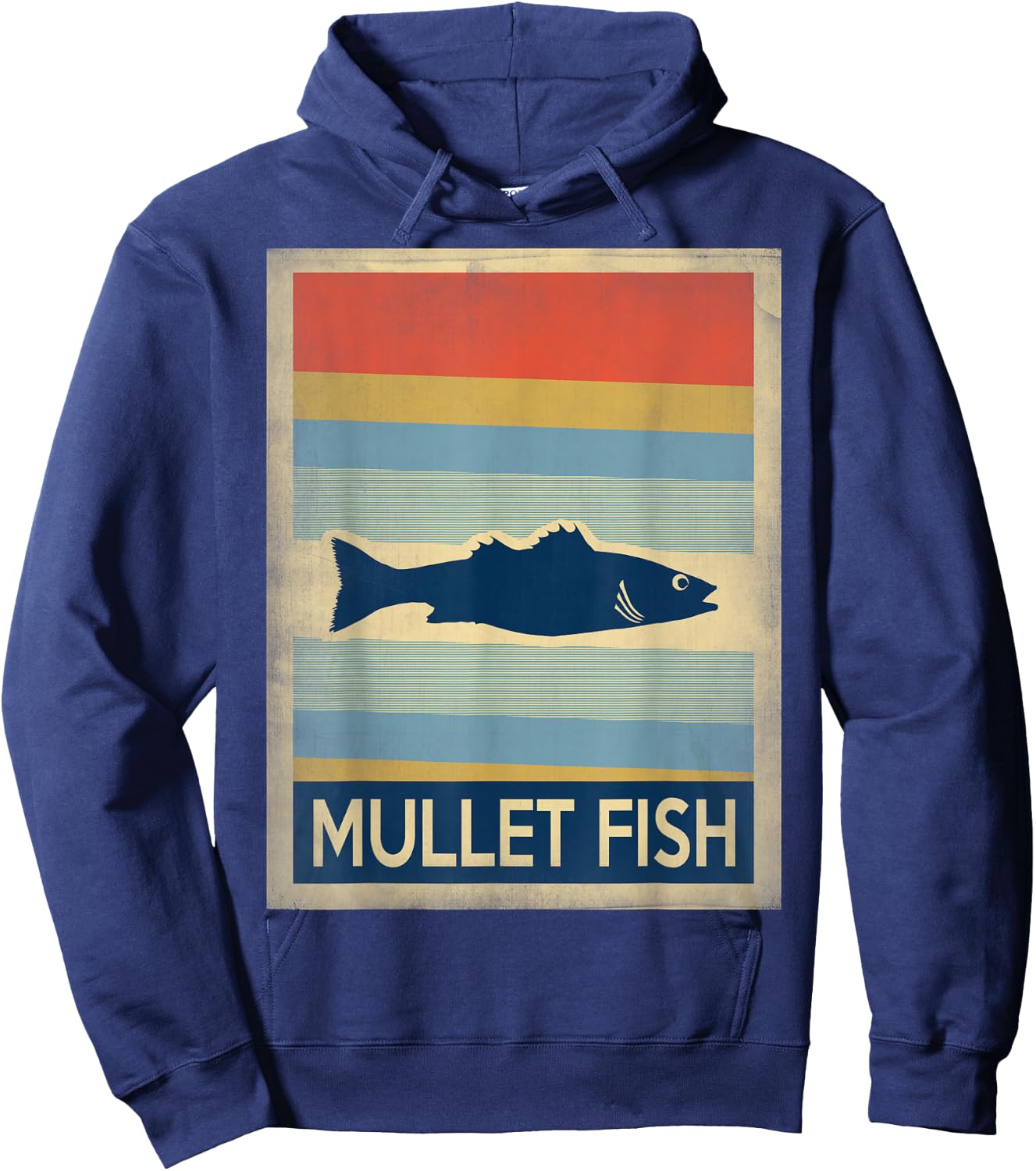 Vintage style mullet fish Hoodie - Hoodie | Navy