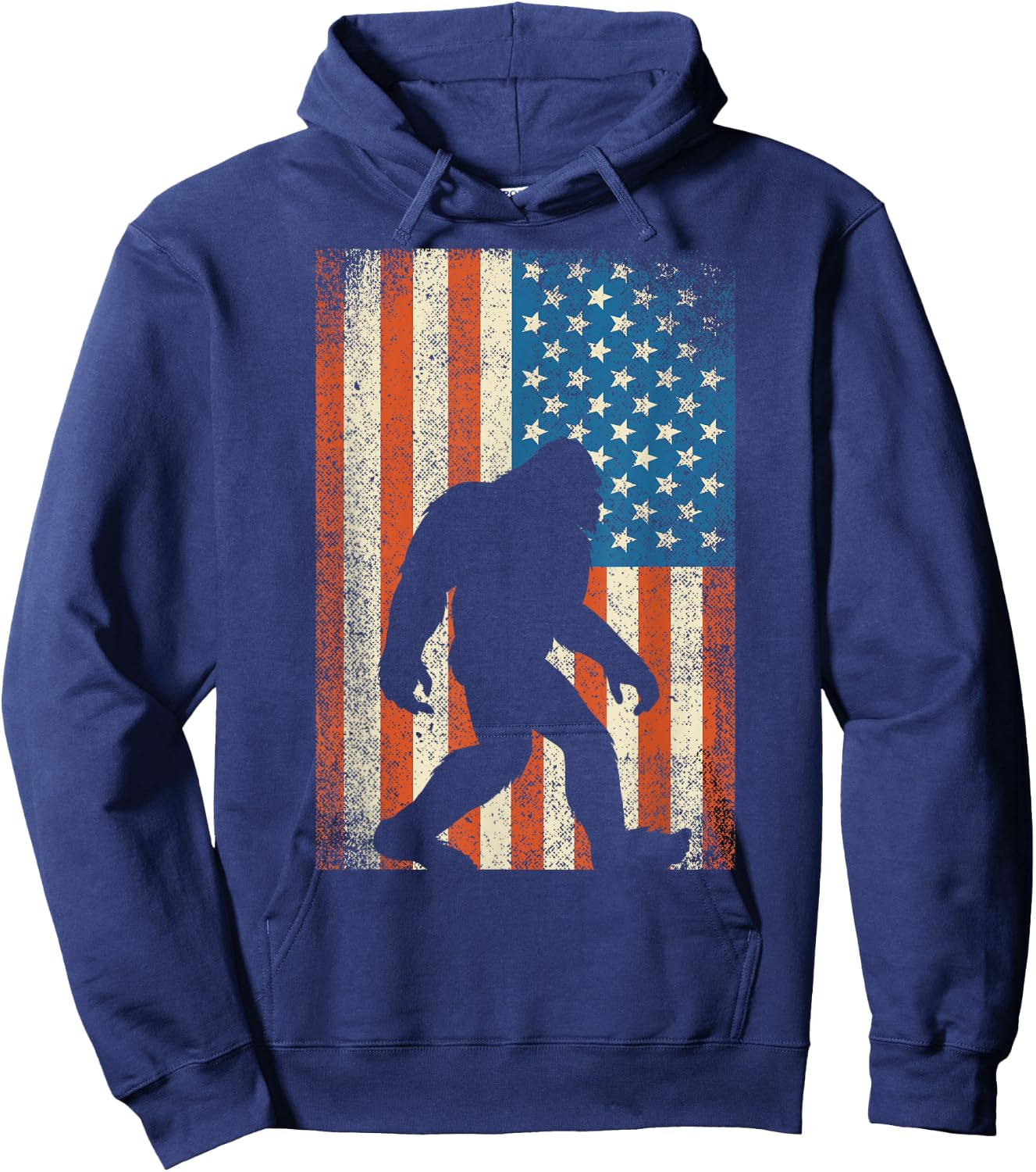 Bigfoot Sasquatch I Believe Patriot American Flag USA Hoodie - Hoodie | Navy