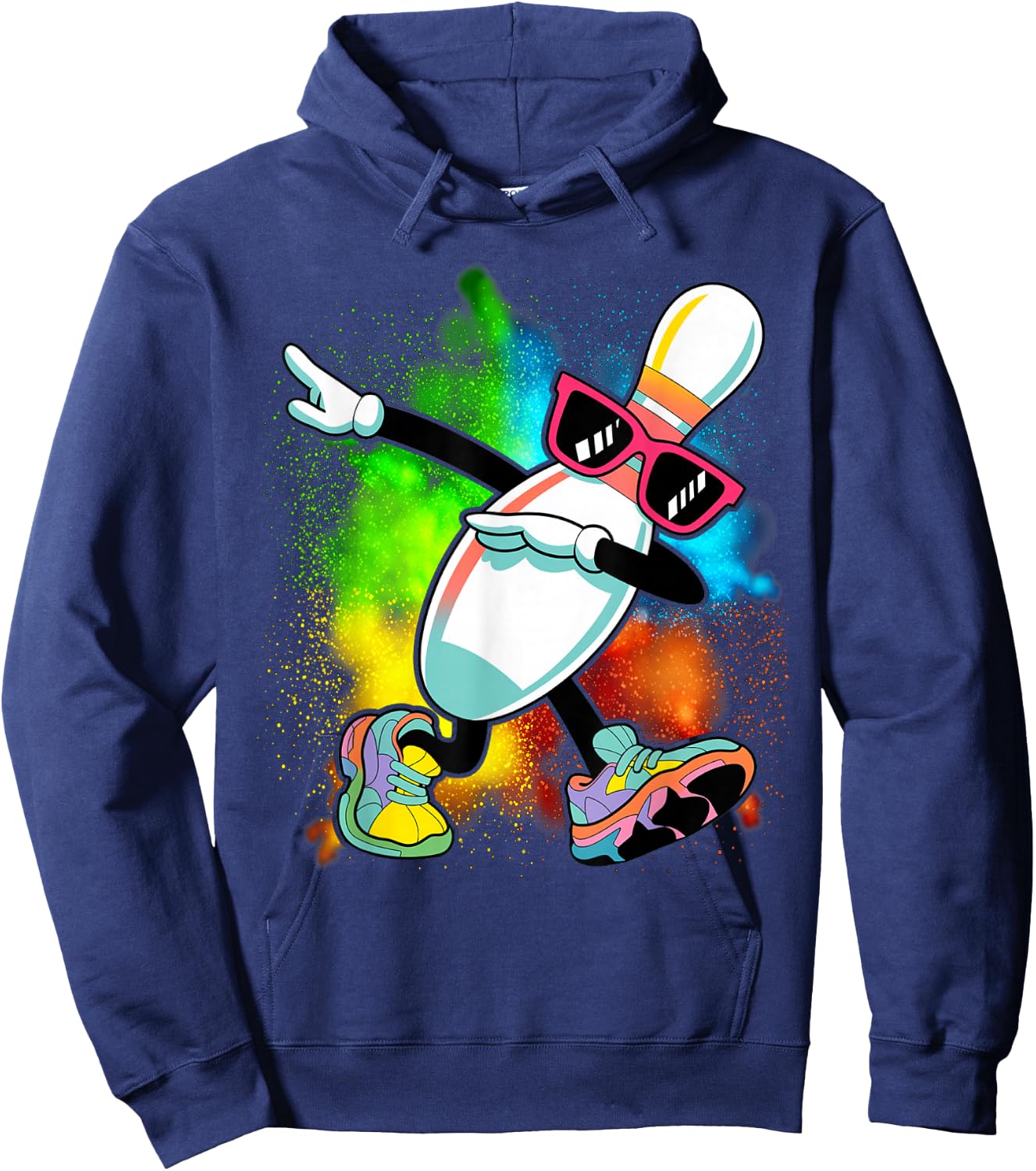 Bowling Pin Dabbing Sunglasses Bowler Player Kids Boys Men Hoodie - Hoodie | Navy