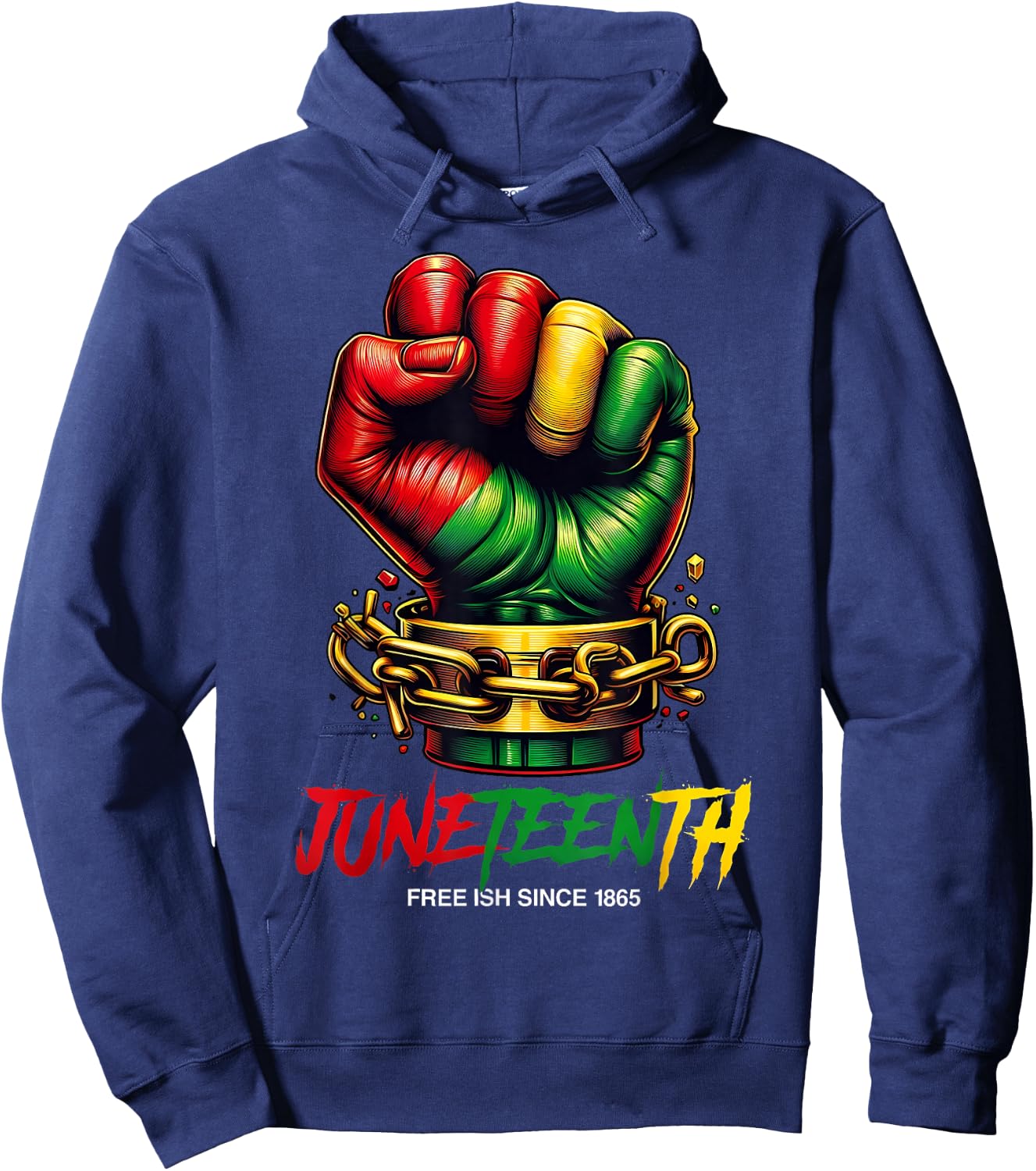 Juneteenth Fist Freeish Since 1865 Black History Month Hoodie - Hoodie | Navy