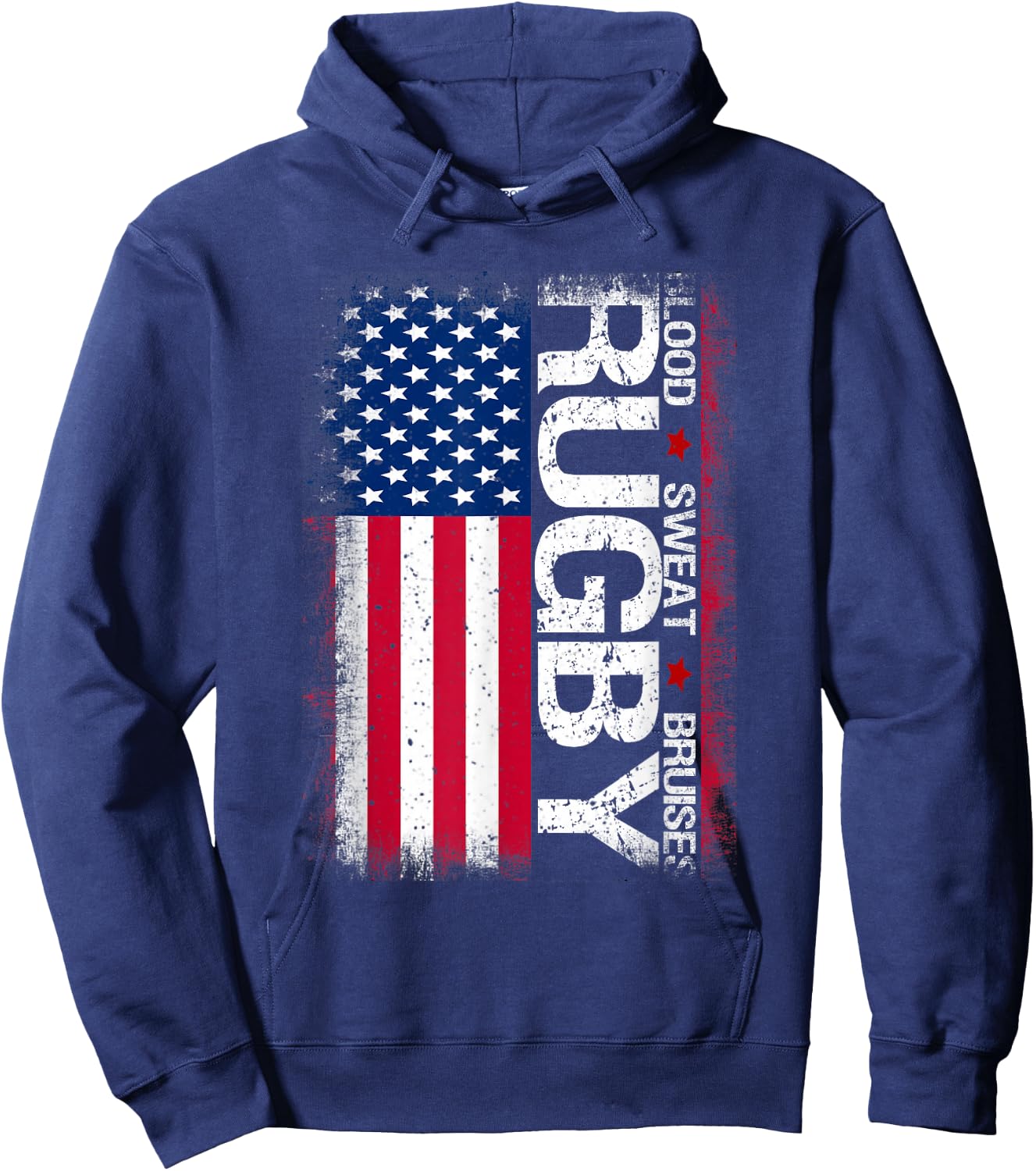 USA Rugby American Flag Distressed Rugby 4th of July Gift Small Hoodie - Hoodie | Navy