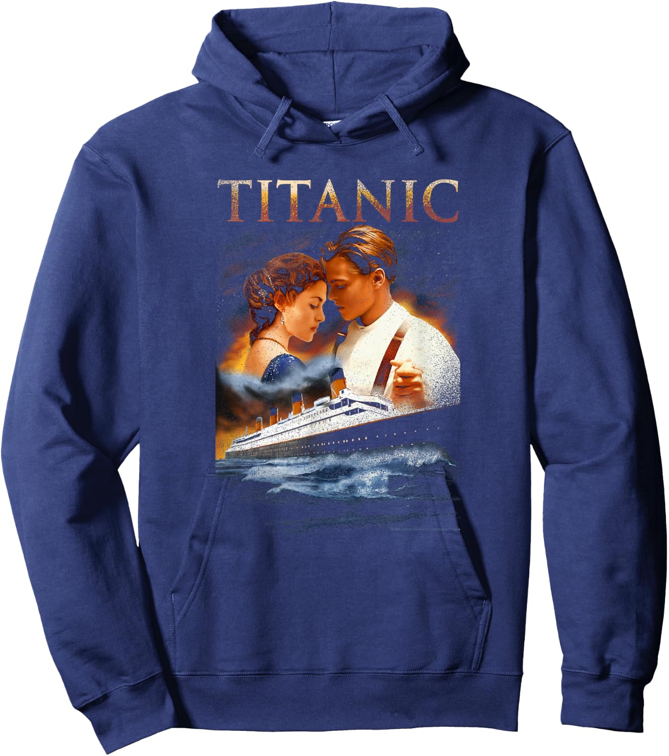 Titanic Iconic Jack & Rose Retro Vintage Big Chest Poster Hoodie - Hoodie | Navy