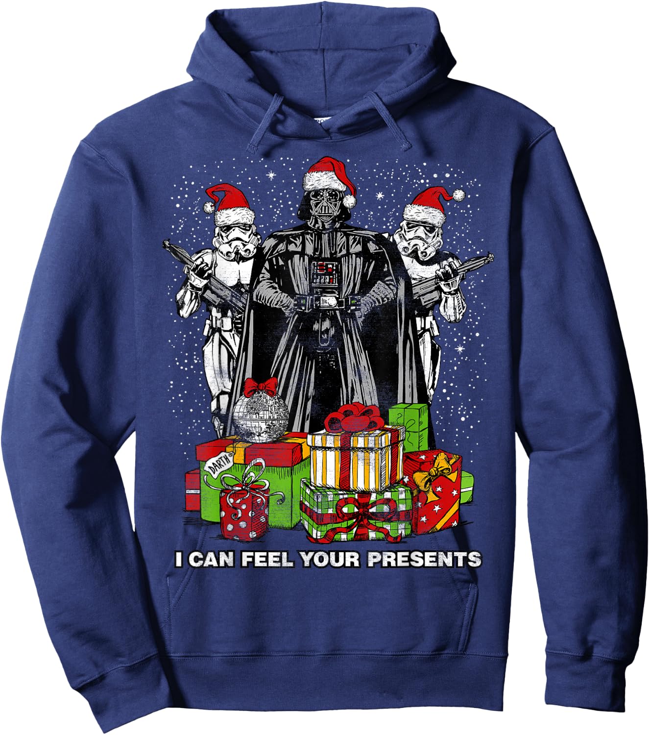Star Wars Christmas Darth Vader Stormtroopers Feel Presents Hoodie - Hoodie | Navy