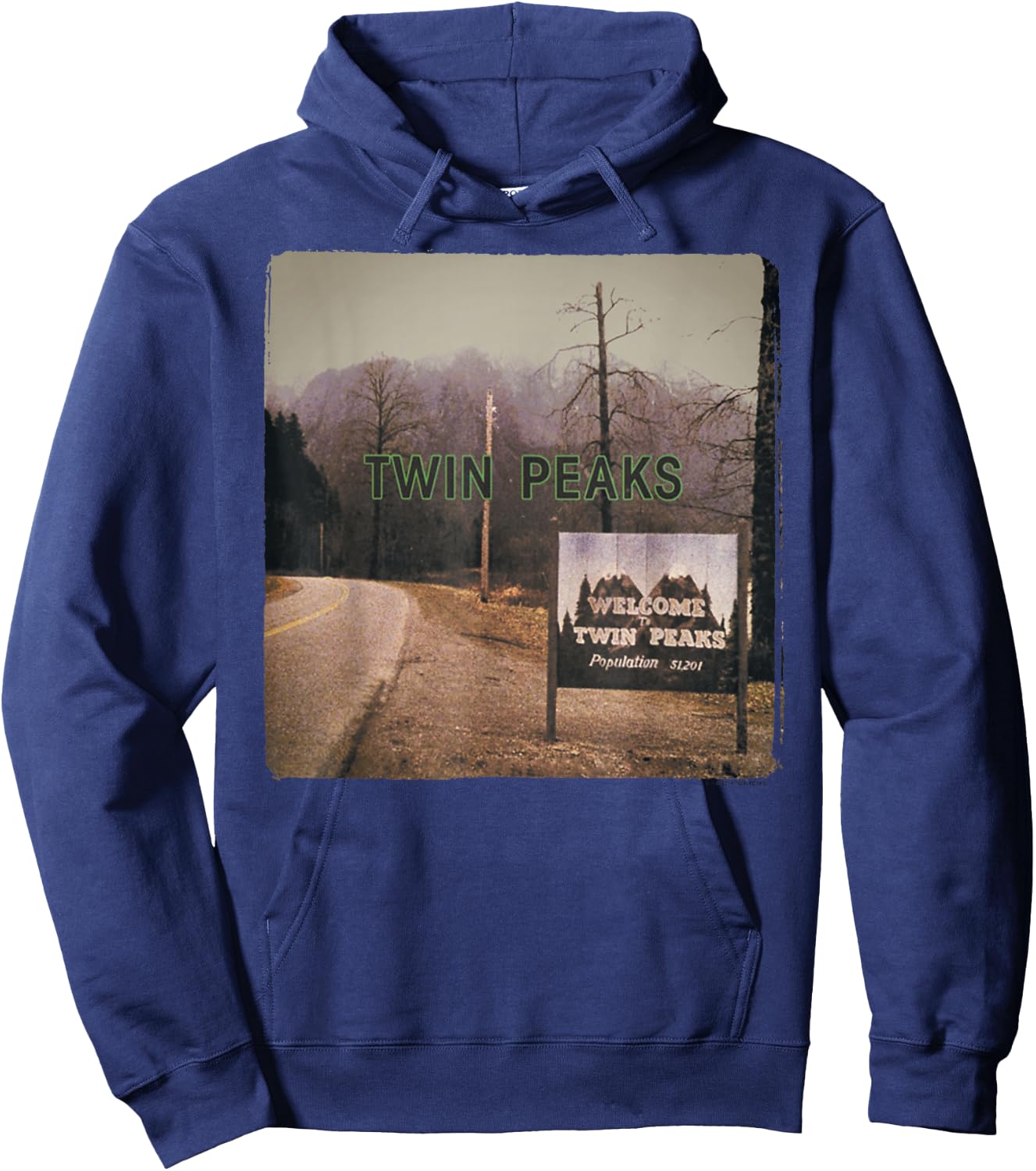 Twin Peaks City Limits Welcome Sign Vintage Panel Hoodie - Hoodie | Navy