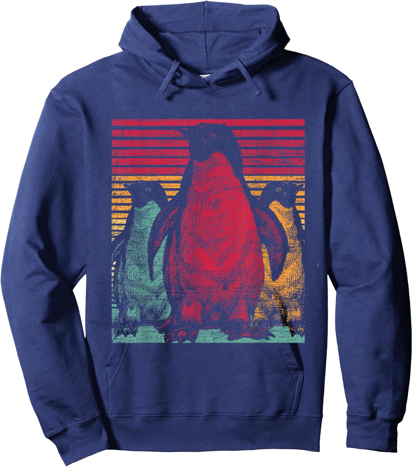 Retro Penguin Hoodie - Hoodie | Navy