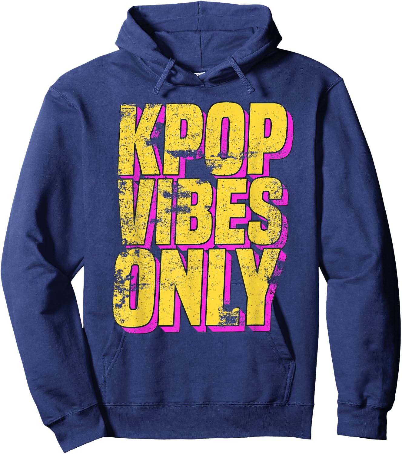 K-Pop Vibes Only - K-Pop Merchandise Shirt Distressed Hoodie - Hoodie | Navy