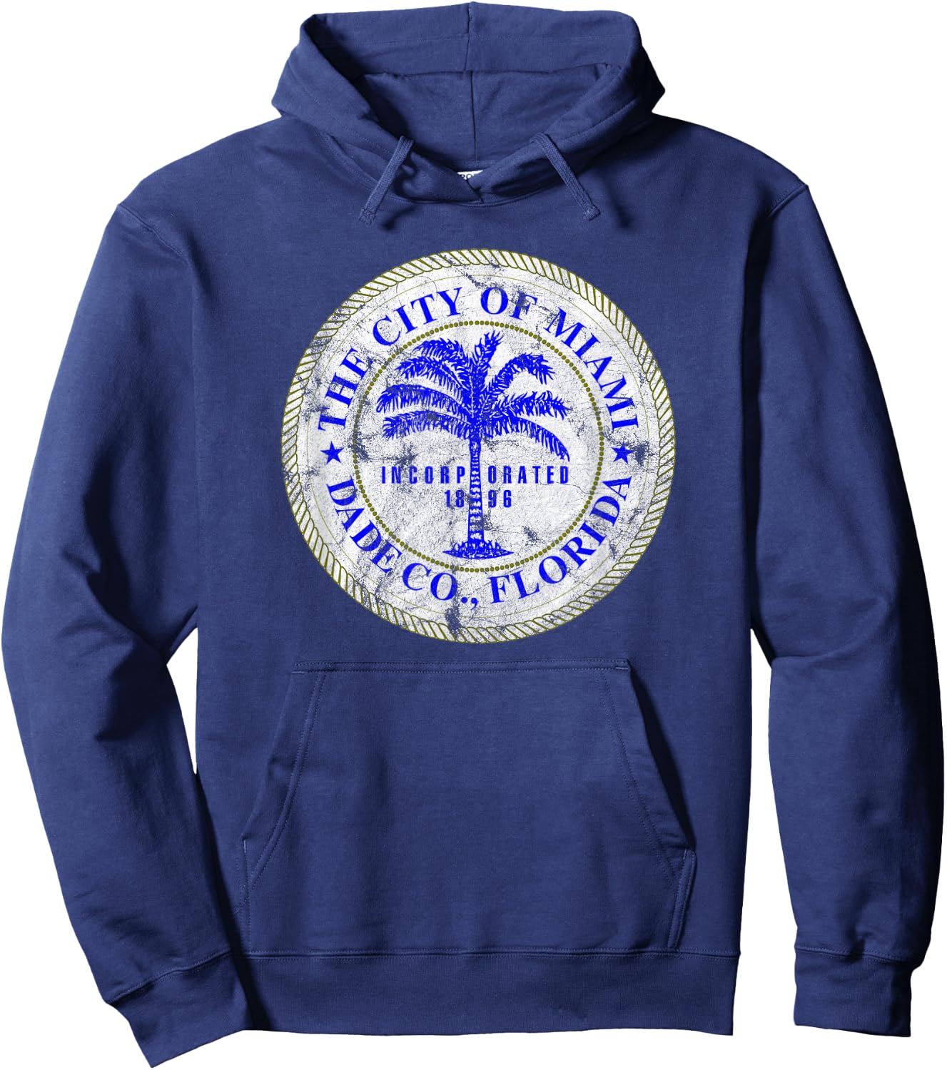 Miami Florida City Seal State Home Pride Dade County Hoodie - Hoodie | Navy