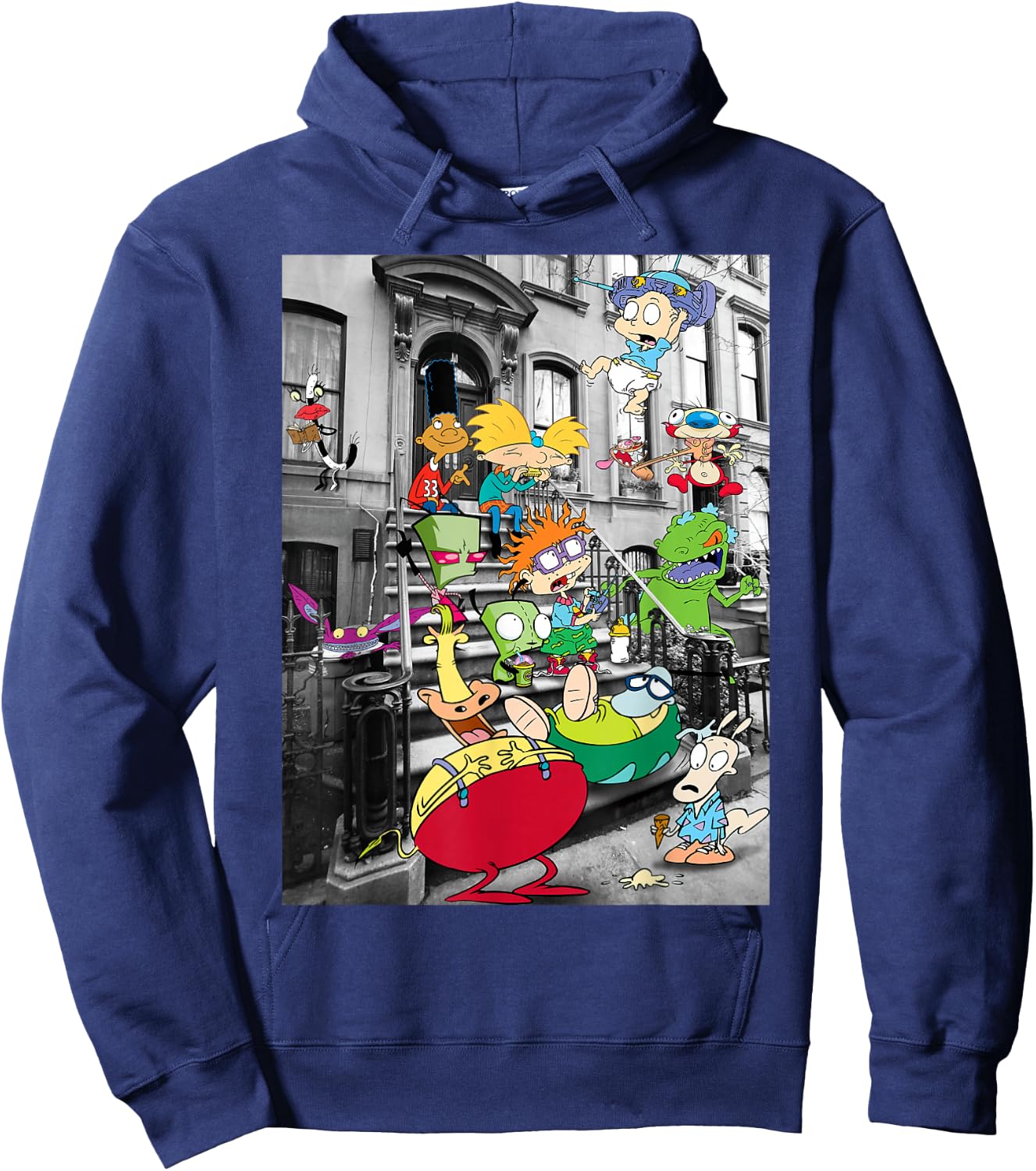 Nickelodeon Classic Nicktoons Hanging On Stoop Hoodie - Hoodie | Navy