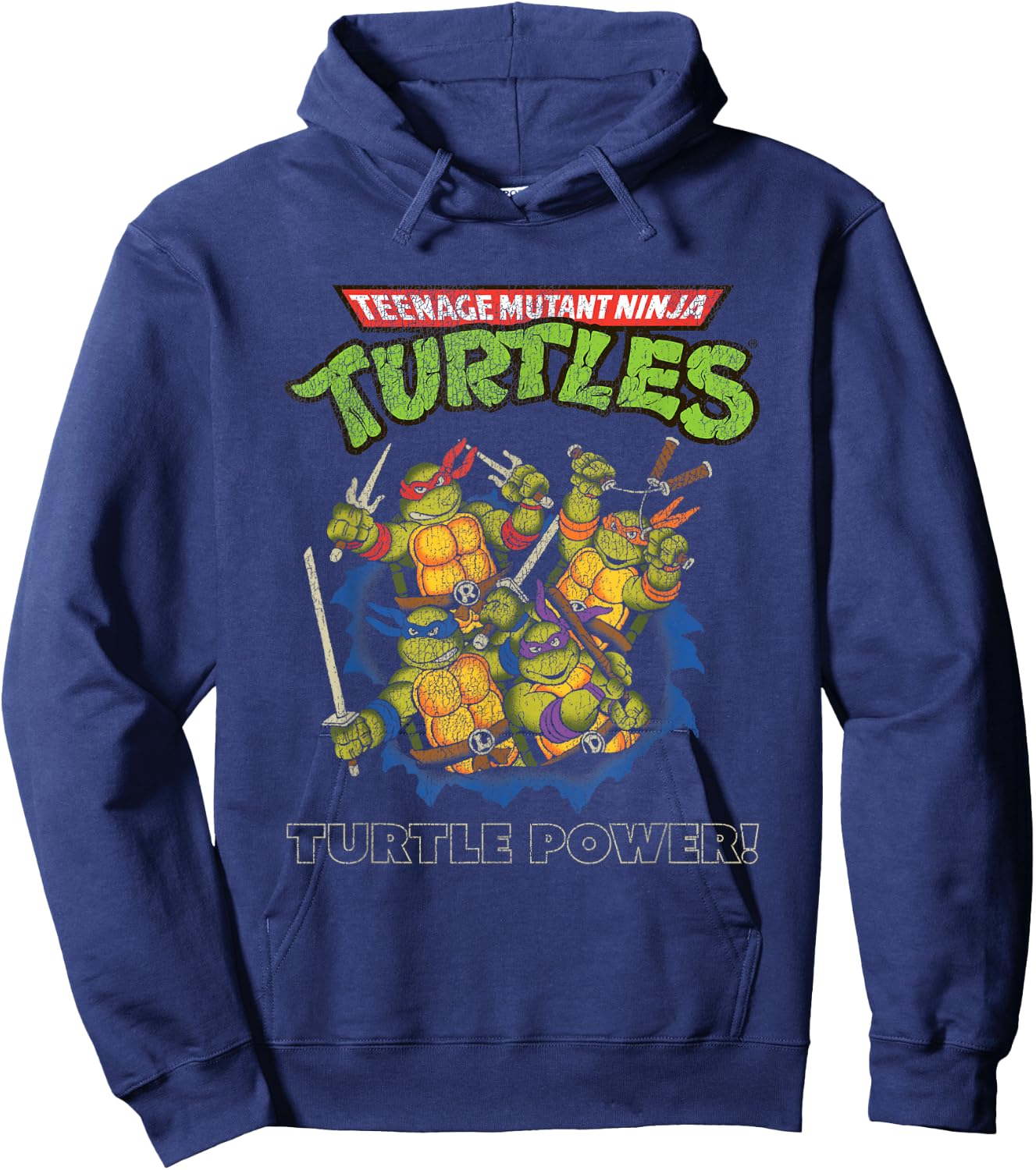 Teenage Mutant Ninja Turtles Distressed Turtle Power Hoodie - Hoodie | Navy