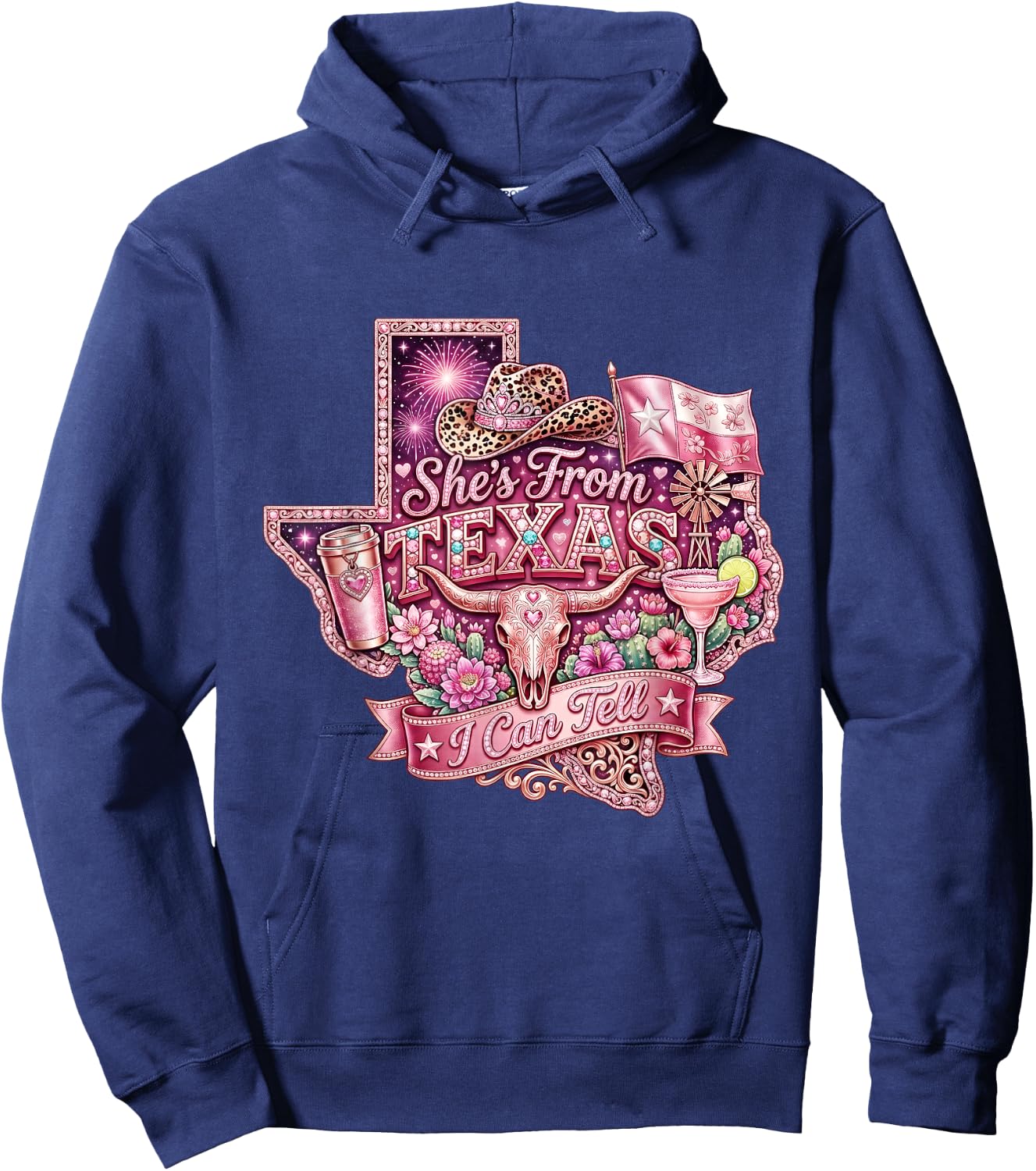 She's from Texas I Can Tell Choosing Texas State Girl Hoodie - Hoodie | Navy