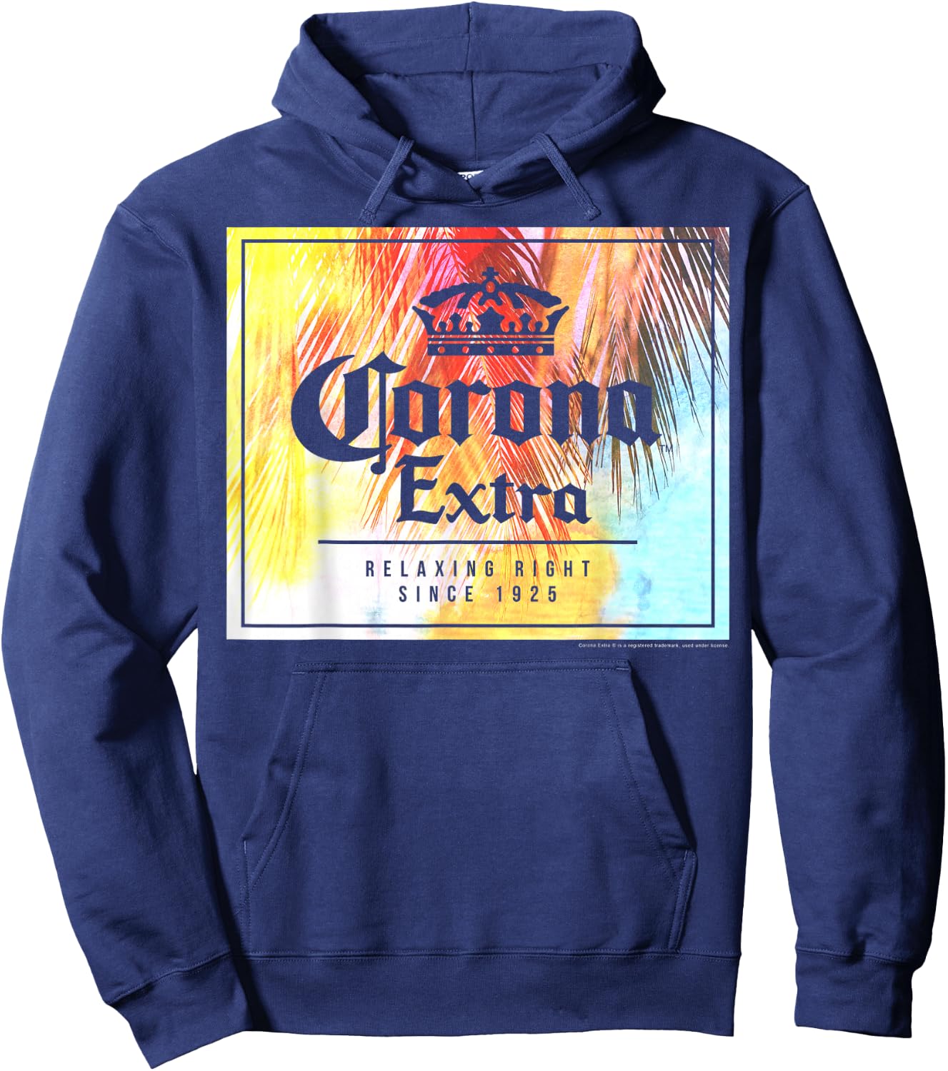 Officially Licensed Corona Extra Square Logo Graphic Hoodie - Hoodie | Navy
