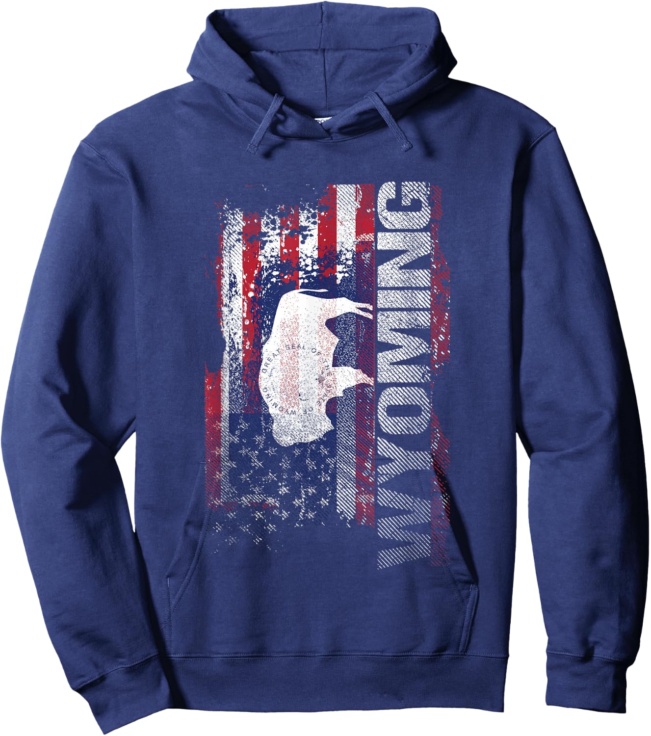 Wyoming State USA Flag Souvenir Gift Hoodie - Hoodie | Navy