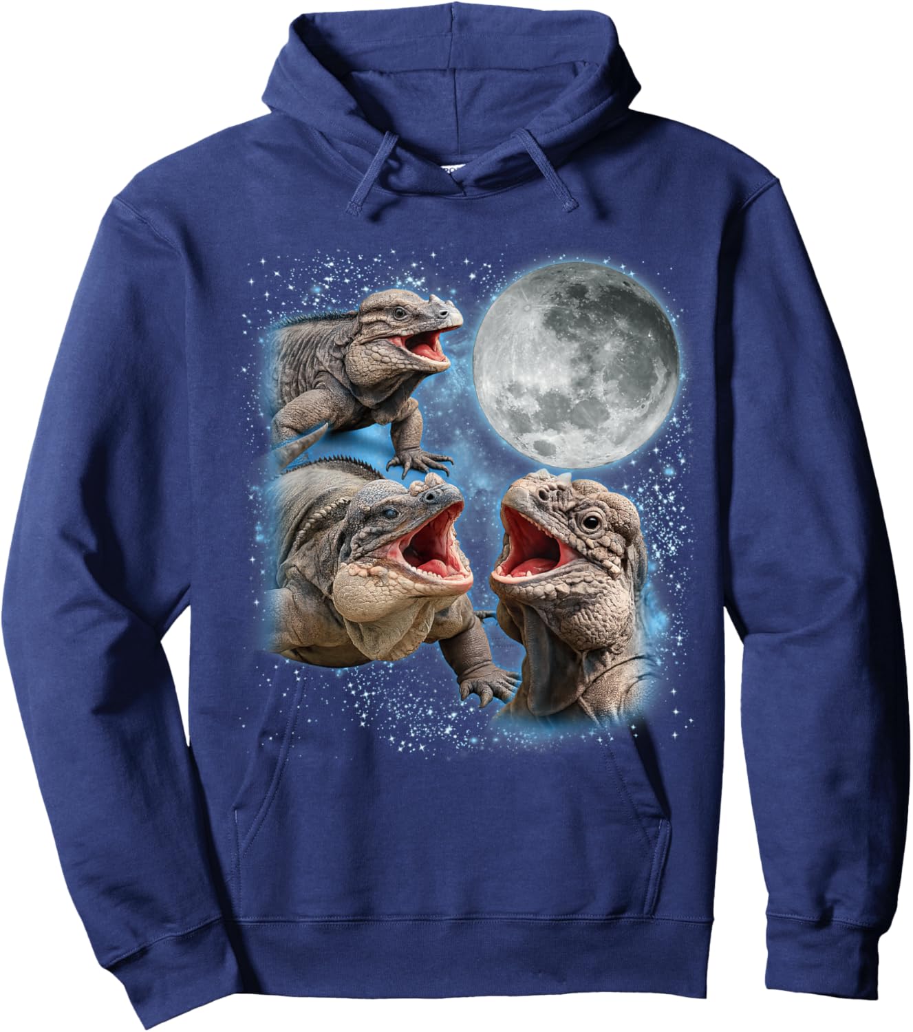 Rhino Iguana Lover Galaxy Moon Reptile Wildlife Zoologist Hoodie - Hoodie | Navy