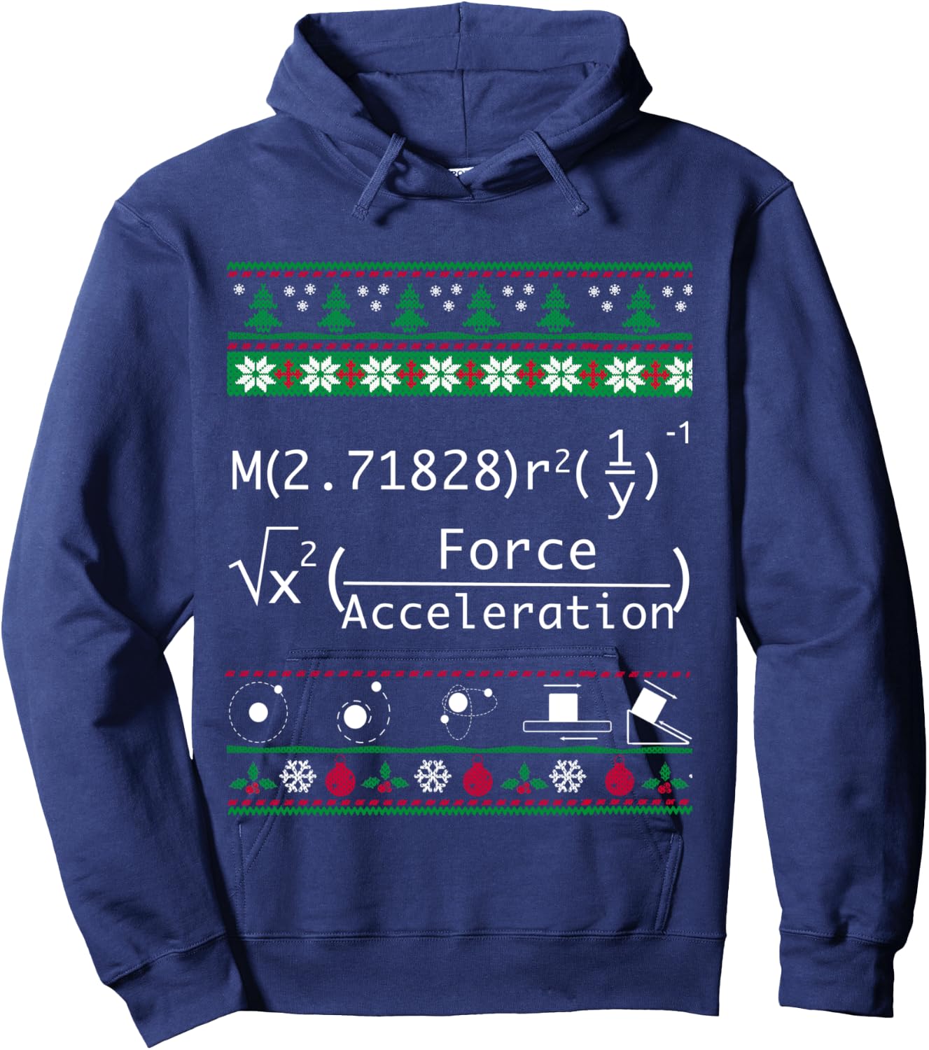 Funny Physics Christmas Sweater Shirt-Merry Xmas in Physics Hoodie - Hoodie | Navy