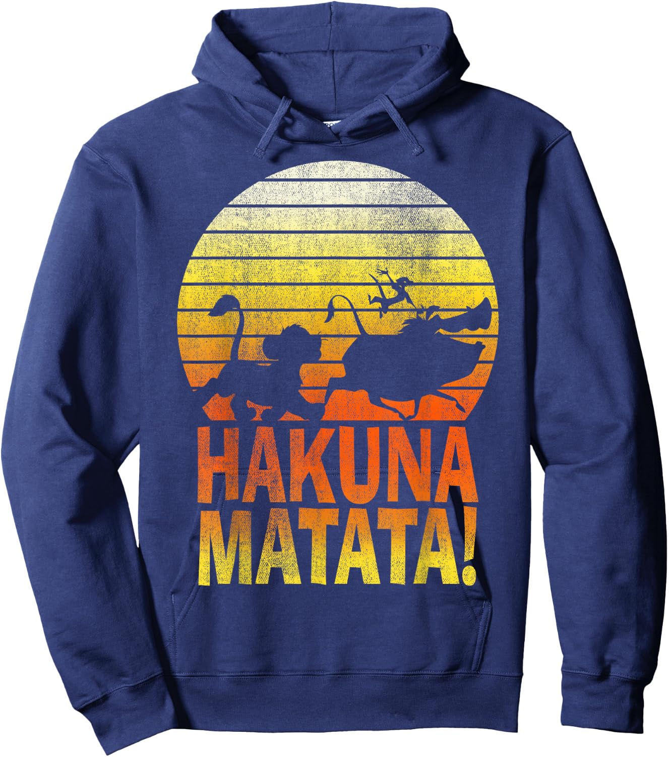 Disney The Lion King Hakuna Matata Distressed Group Shadows Hoodie - Hoodie | Navy