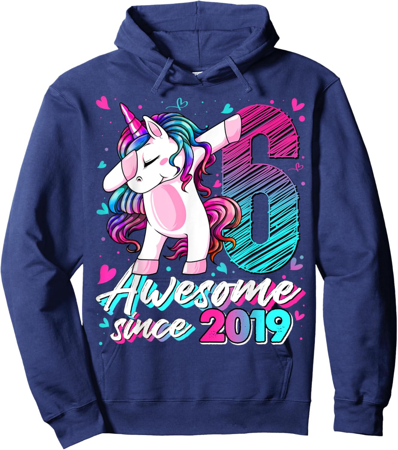 6 Year Old Unicorn Gifts For Girls 6th Birthday Girl Party Hoodie - Hoodie | Navy
