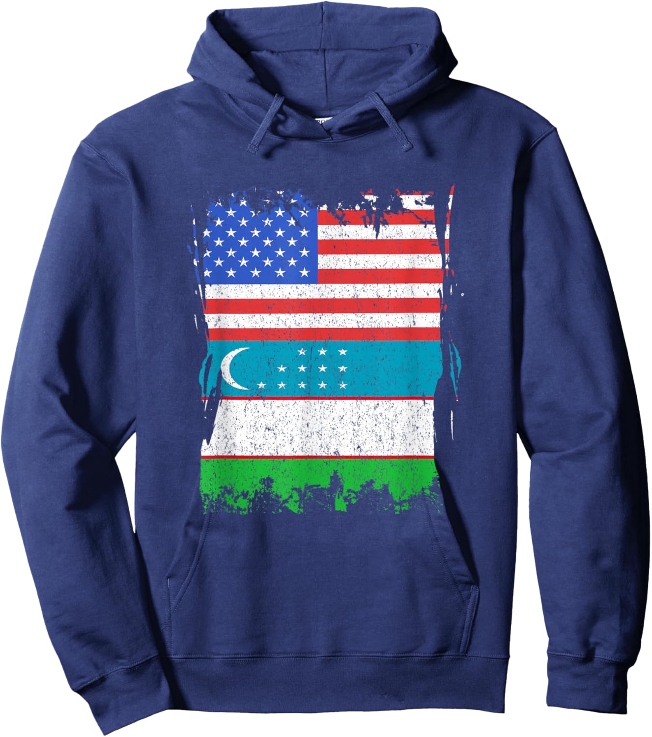 Uzbekistan Flag USA Uzbek Pride Uzbek Roots Uzbek Flag Hoodie - Hoodie | Navy