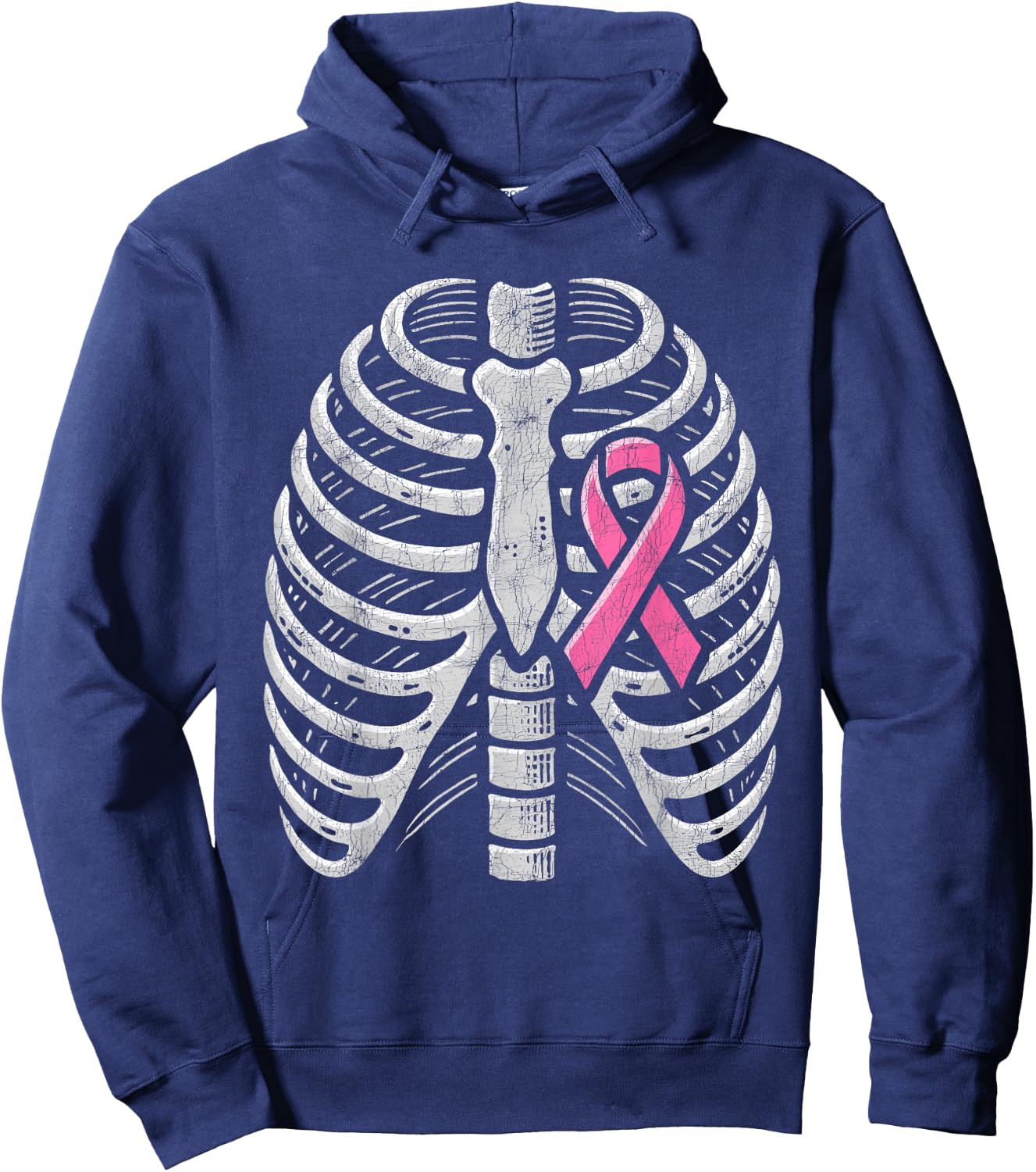 Breast Cancer Awareness Halloween Costume, Pink Ribcage Hoodie - Hoodie | Navy