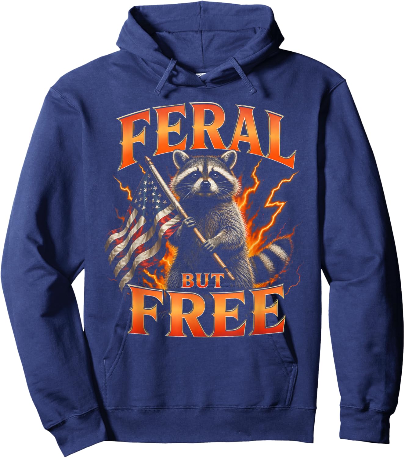 Feral But Free Raccoon Hoodie - Hoodie | Navy
